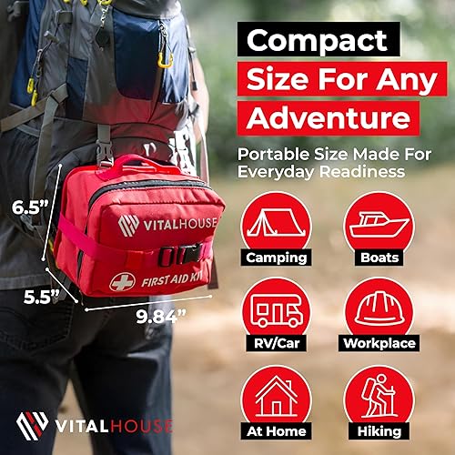 Miniatura 6 de Vital House Kit de primeros auxilios de 326 piezas  Kit médico profesional impermeable para trauma para emergencias, ideal para el hogar, oficina,