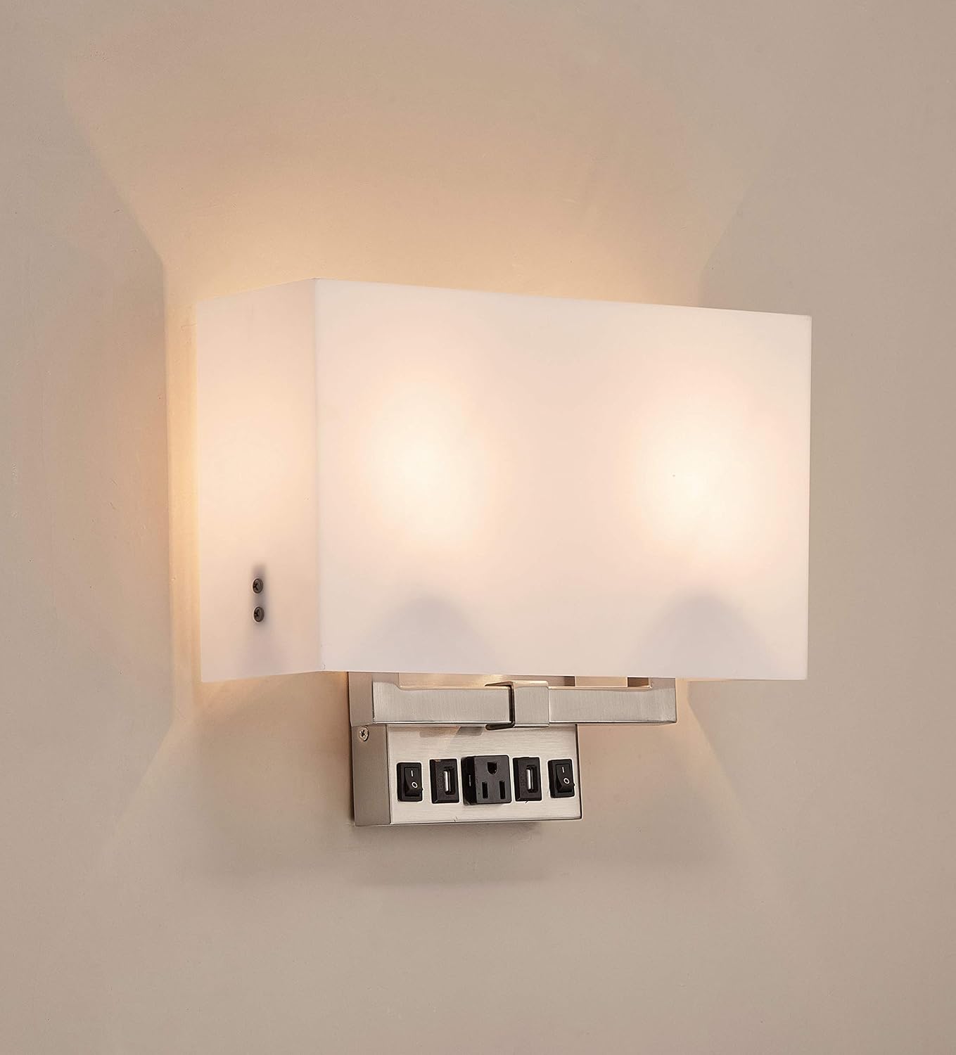 LEDMyplace 2-Light LED Wall Sconce Lighting Fixture, 120V, E26 Base, Iron Body and Acrylic Shade, UL Listed, Brushed Nickel Finish, Decorative Lamp for Bathroom Bedroom Lighting, Pack of 6
