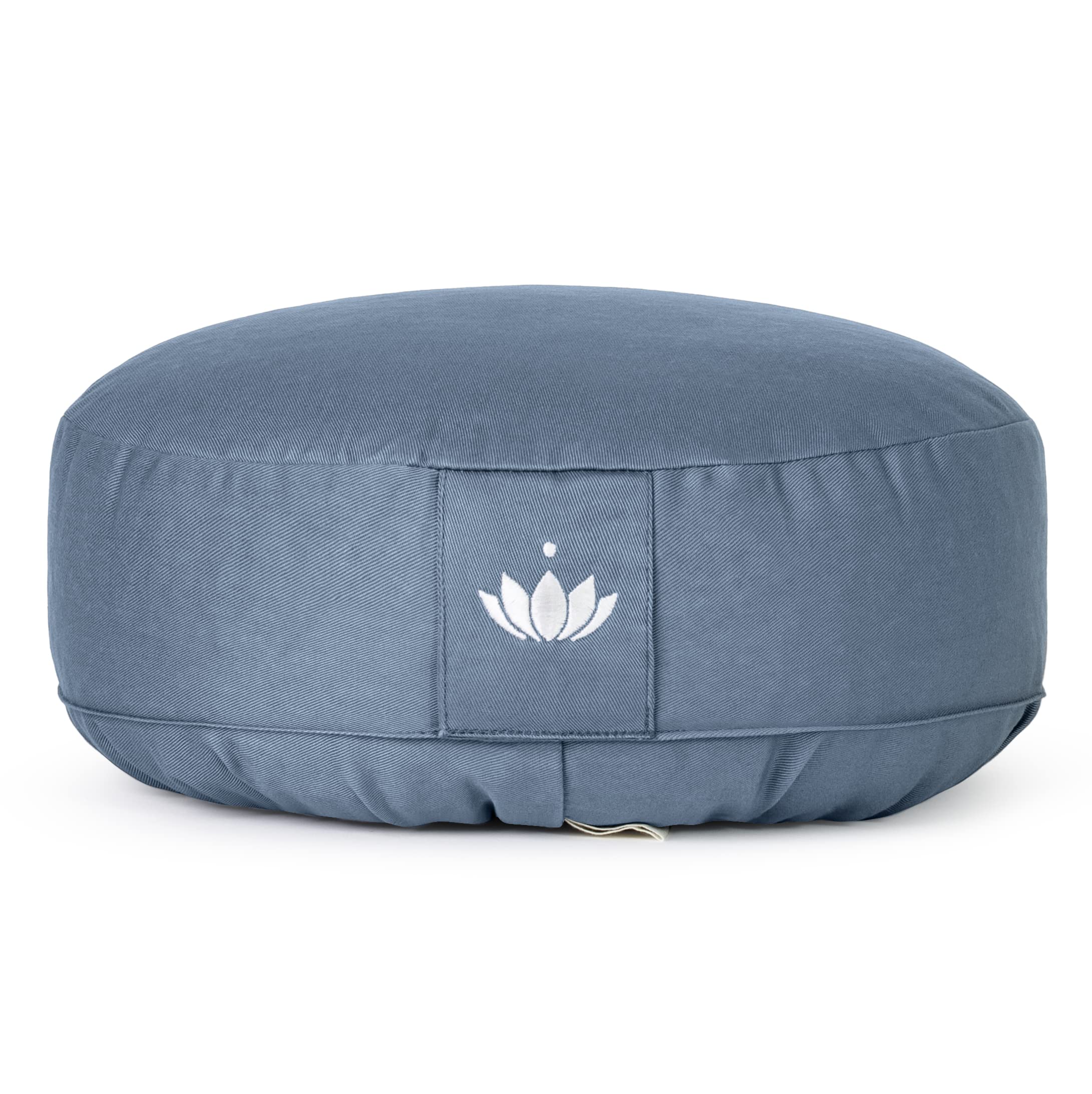 Lotuscrafts Cuscino da Meditazione, Altezza Seduta 10 cm, Modello Lotus Rotondo, Cuscino da Yoga, Cuscino Yoga, Fodera in Cotone Lavabile, Imbottitura in Farro, Certificato GOTS