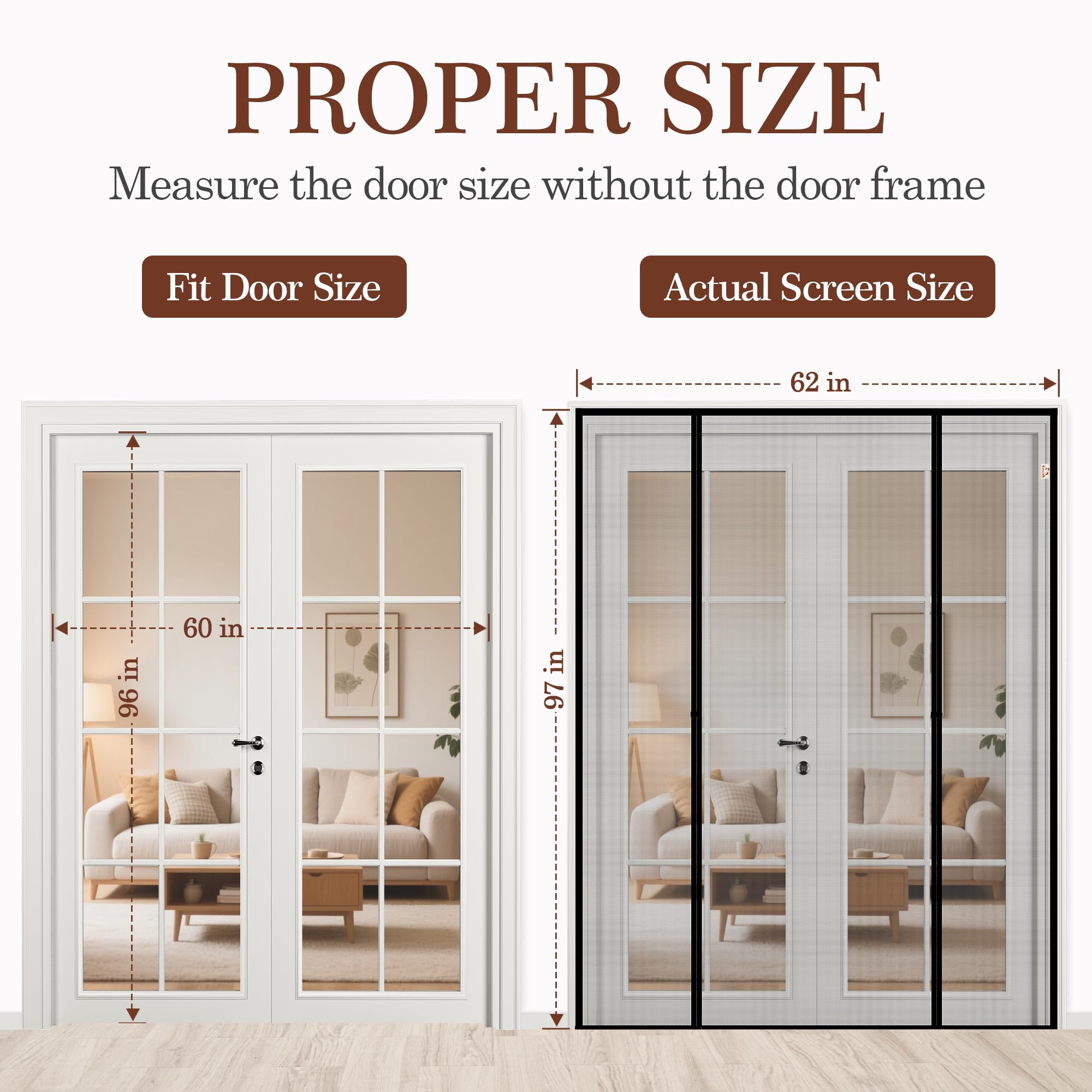 Yotache Magnetic Screen Door Fits Door Size 60