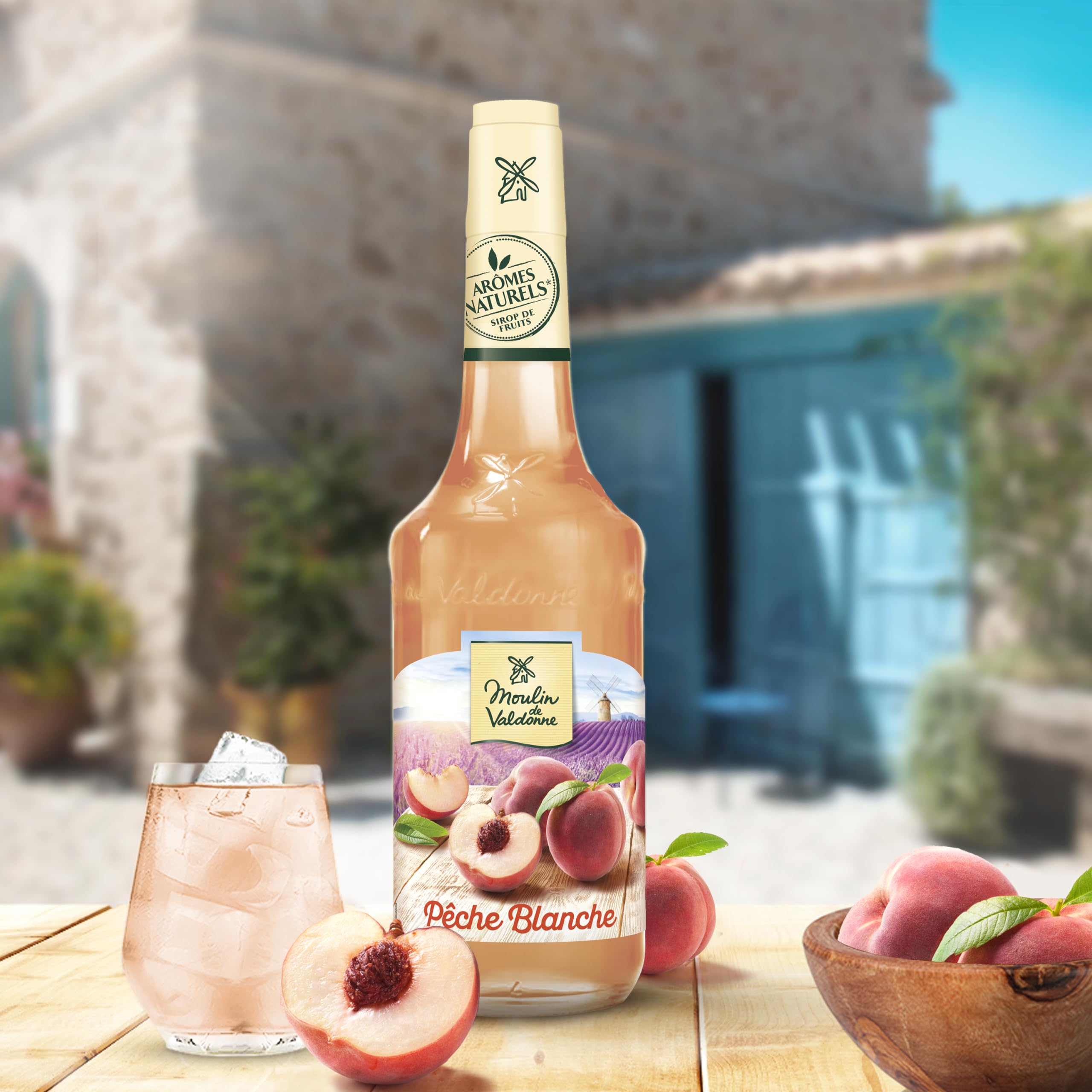 Moulin de Valdonne - Assortiment de Sirop de Grenadine, de sirop de Menthe et de sirop de Pêche Blanche pour boissons rafraîchissantes, cocktail avec ou sans alcool, 3 bouteilles 70 cl