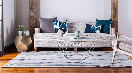 Miniatura 3 de Unique Loom - Alfombra colección de círculos abstractos, de transición para interiores y exteriores, beige, Polipropileno, GrisNegro