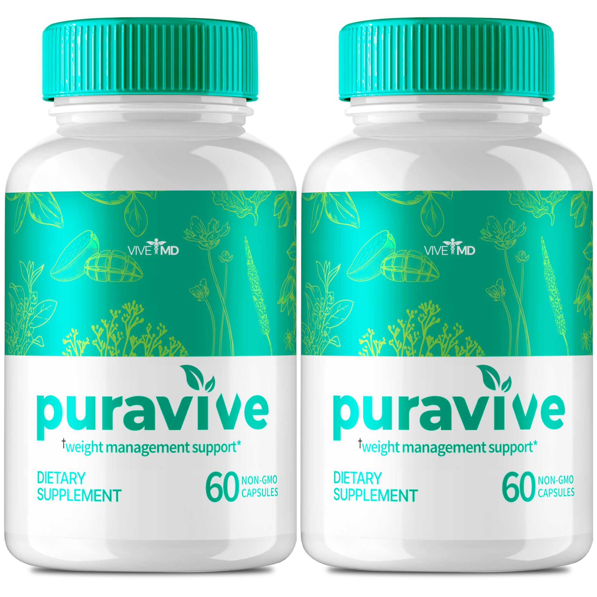 Puravive Premium Weight Management Capsules, Puravive Exotic Rice Method Advanced Formula with 60 Non-GMO Capsules, Featuring Garcinia Cambogia, Mango Fruit Powder & Raspberry Ketones Extract (2 Pack)