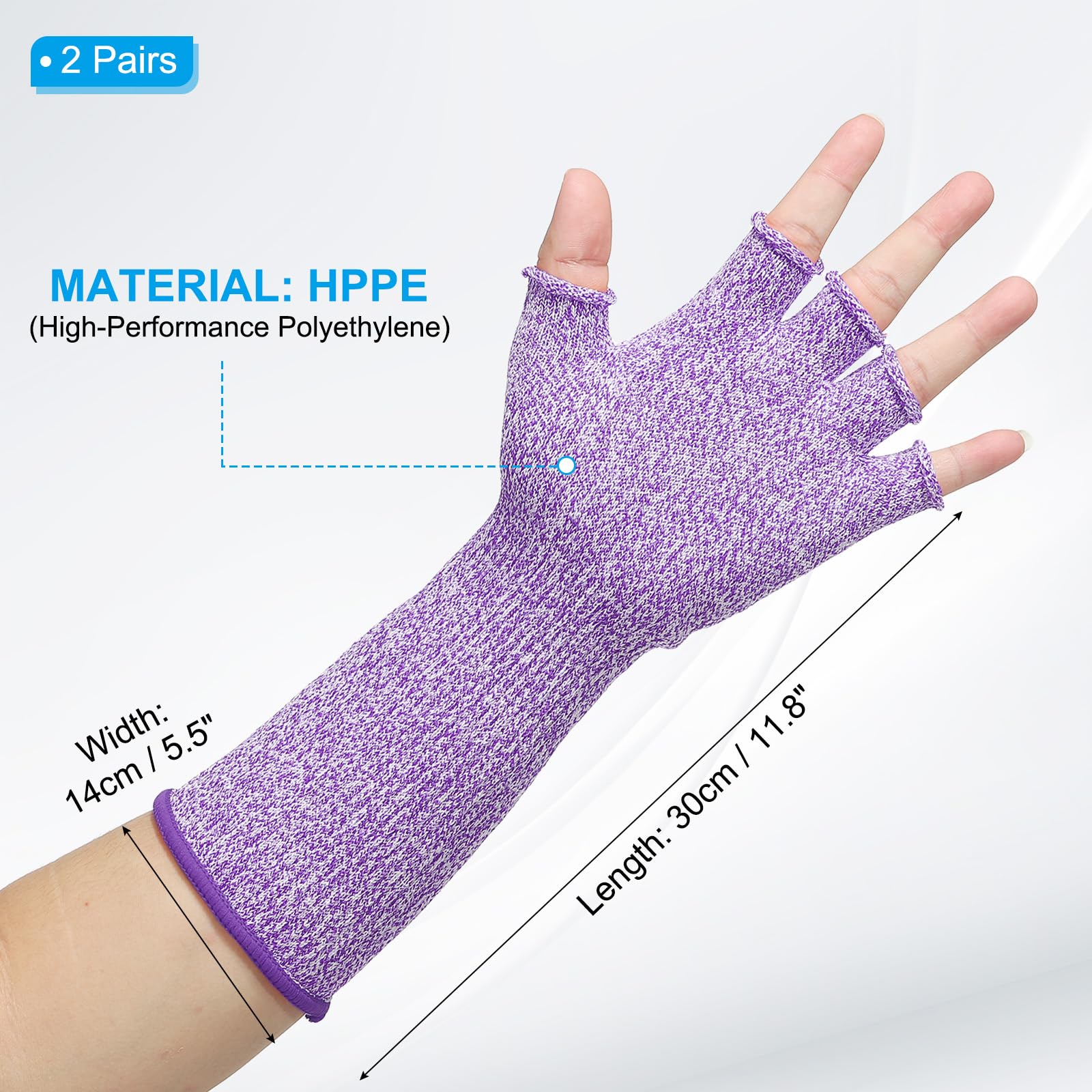 PATIKIL 12 Inch Cut Resistant Sleeves with Finger Grips - Image 2