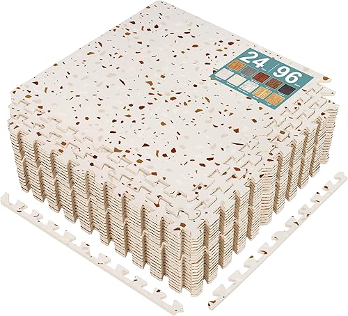 Miniatura 109 de Sorbus Azulejos de grano de madera de 80 pies cuadrados, tapete de espuma EVA entrelazado de azulejos de 3/8 pulgadas de grosor, rompecabezas