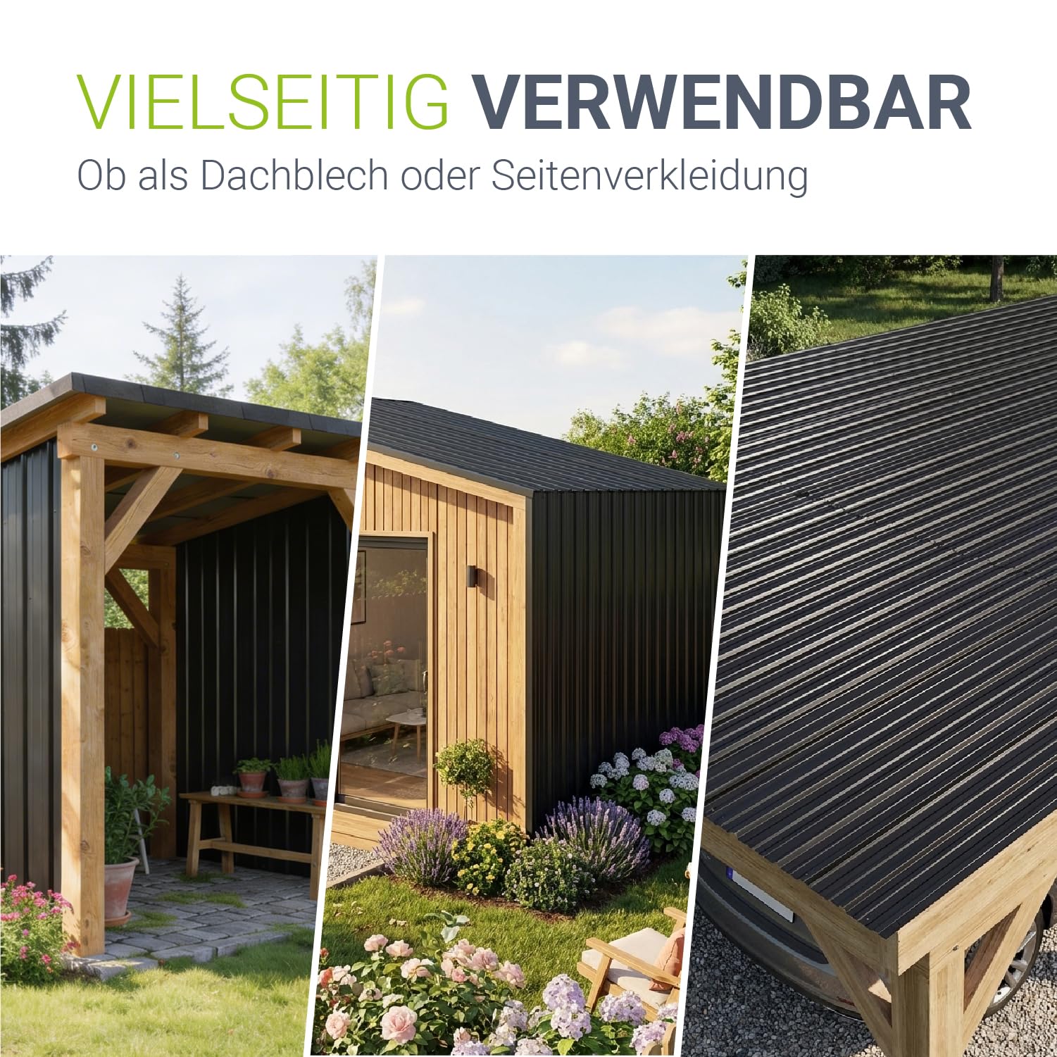Profilblech Anthrazit 12er Set Verzinkter Stahl UV-beständig 129x45 cm 0,23 mm
