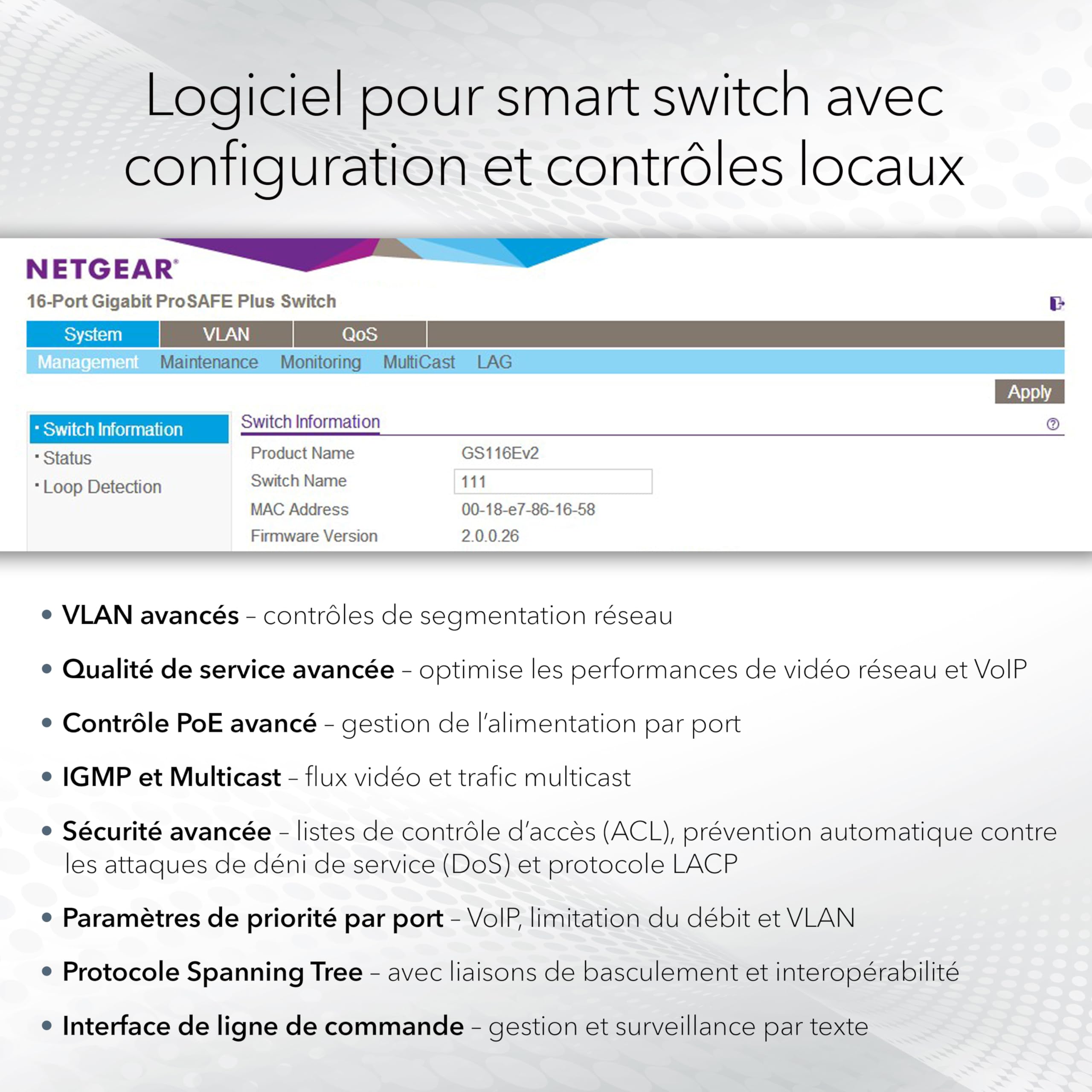 NETGEAR Smart Switch PoE Gigabit Ethernet 52 Ports (GS752TP) - manageable, Gestion Cloud Insight en Option, 48 x PoE+ , 4 x 1G SFP, Budget PoE 380W, Utilisation Bureau ou Rack