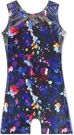 Leotards for Girls Gymnastics Toddler Dance Biketards Mermaid Unicorn Athletic Dance Wear Shiny Rainbow Blue Hotpink