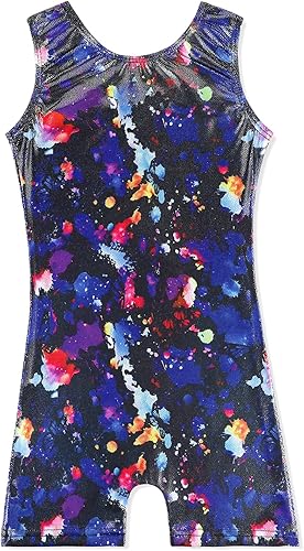 Leotards for Girls Gymnastics Toddler Dance Biketards Mermaid Unicorn Athletic Dance Wear Shiny Rainbow Blue Hotpink