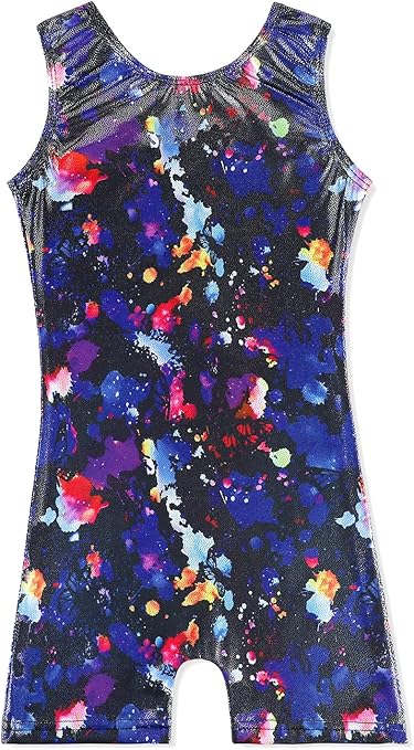 Leotards for Girls Gymnastics Toddler Dance Biketards Mermaid Unicorn Athletic Dance Wear Shiny Rainbow Blue Hotpink