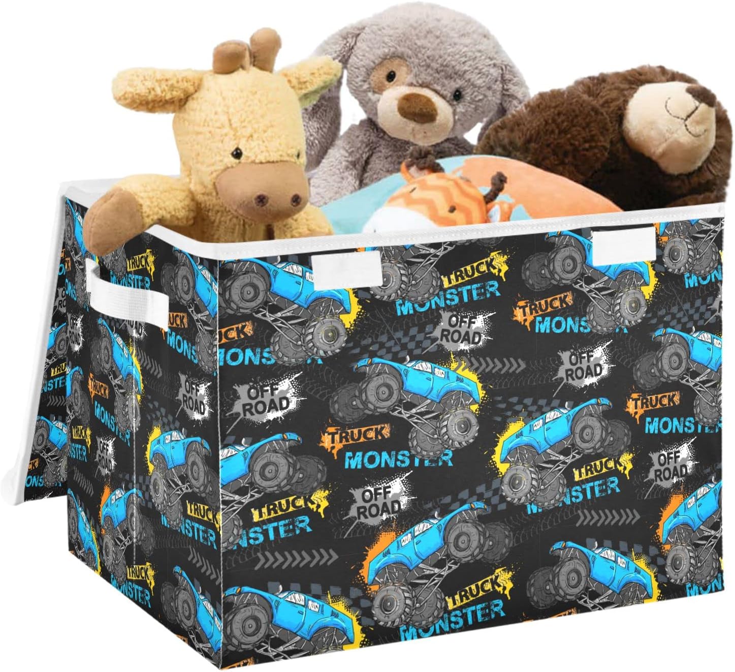 DOMIKING Monster Truck Tires Toy Storage Trunk with Lid