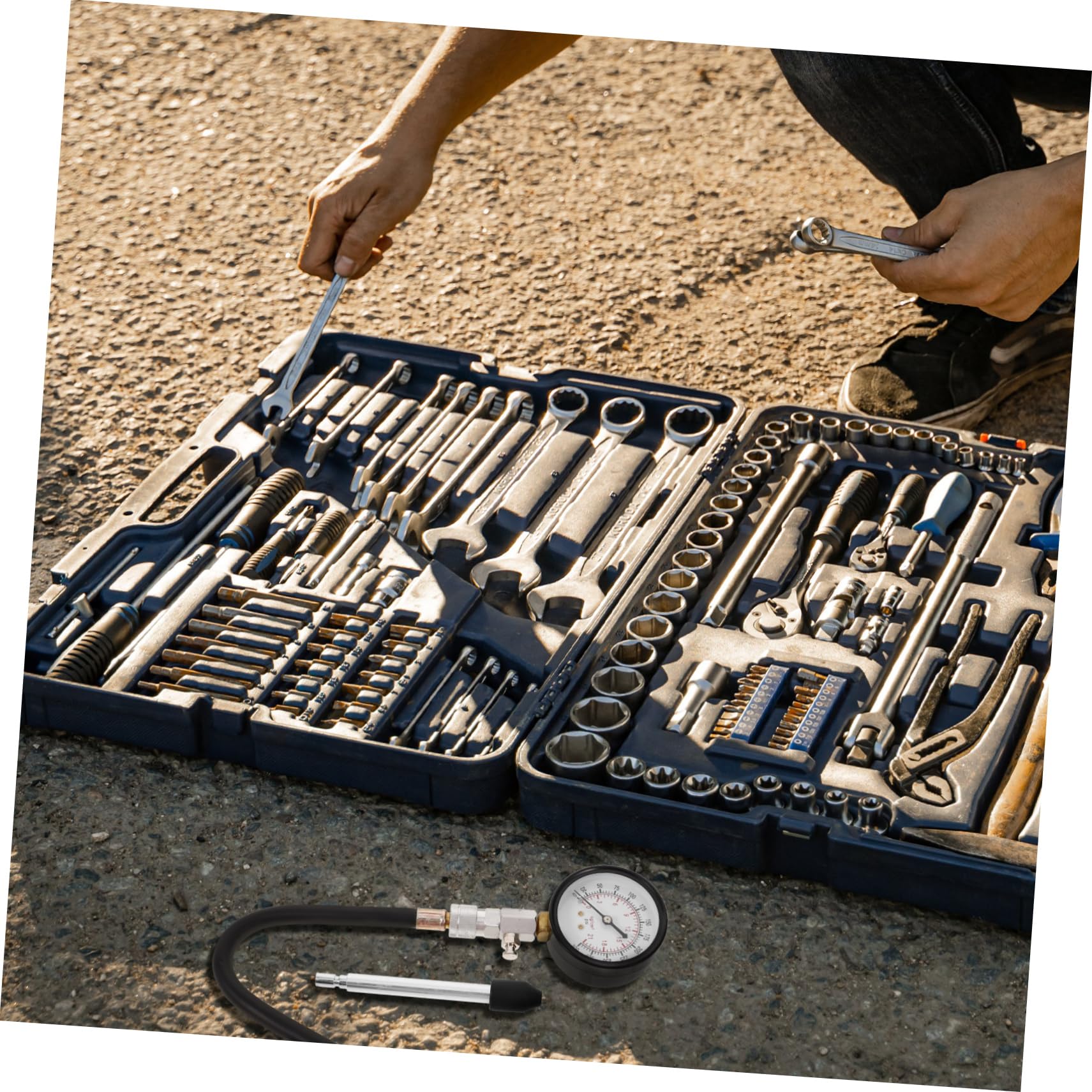 Kit Di Prova Del Manometro Di Compressione Del Motore 1 Set Per La Misurazione Della Pressione Del Cilindro Della Benzina
