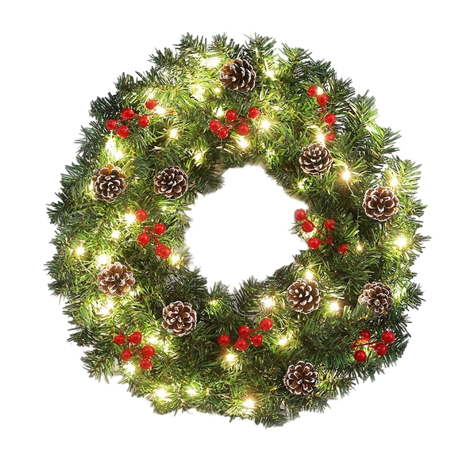 navideña de fácil instalación. Un complemento Decorativo sin Esfuerzo para Las Fiestas. Incluye Luces LED. navideña para la Puerta de Entrada con, Verde + Rojo, (60 cm)