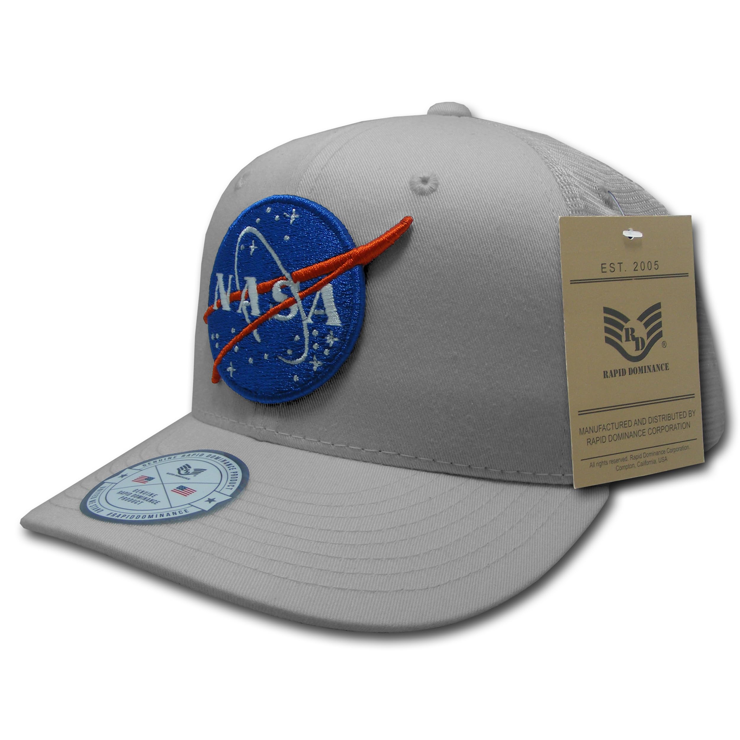 RapiddominanceStandard NASA Cotton Trucker Cap, Meatball, Grey