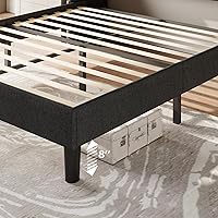Vista 7 de Feonase Base de cama Queen con respaldo de ala de lujo y estación de carga rápida, cabecera de almacenamiento tapizada con botones, cama
