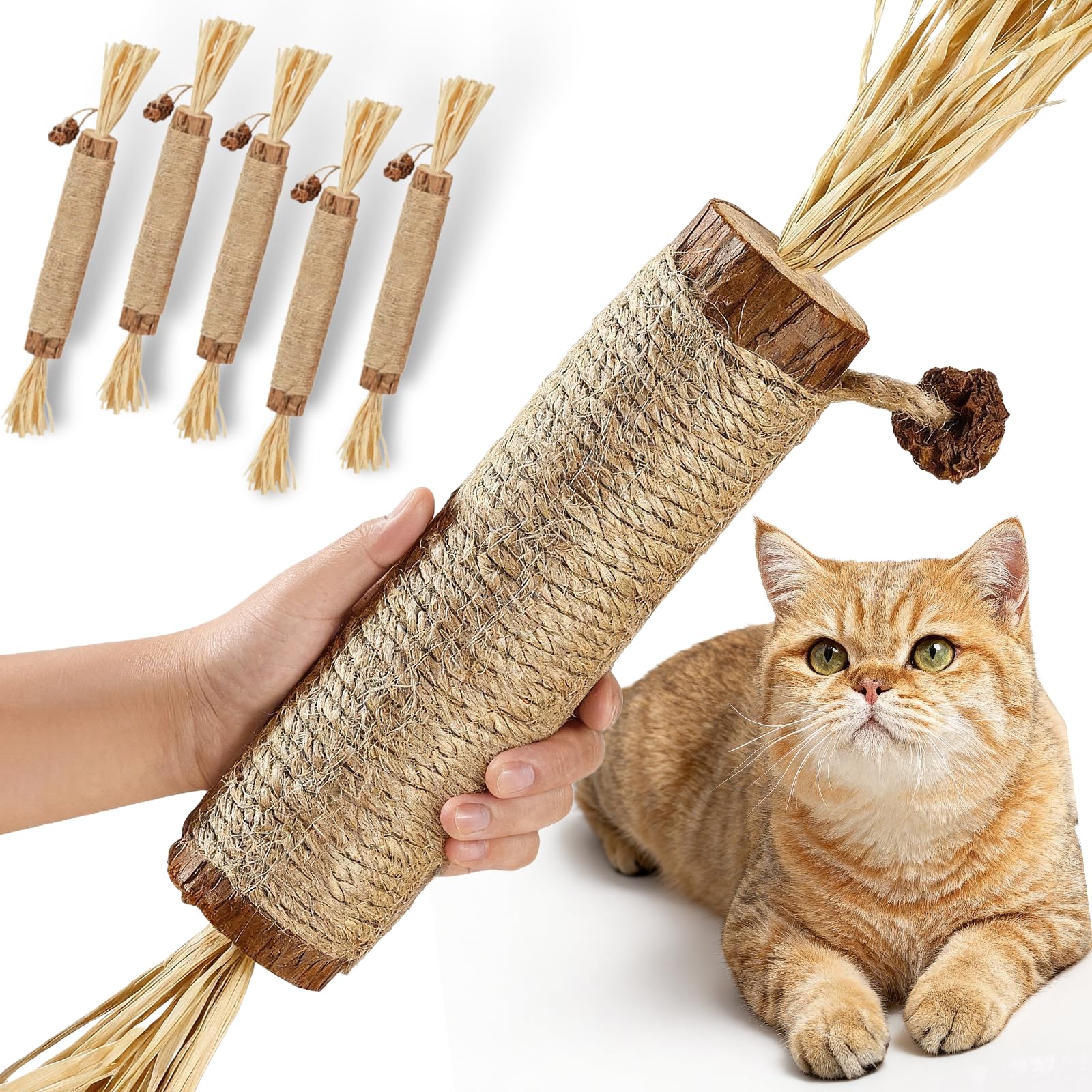 Donubiiu Silvervine Dental Sticks for Cats–Upgraded Thick & Long Design,2026 New Silvervine for Cats,Natural Catnip Chew Toys for Kittens Teeth Cleaning,Silvervine Sticks Cat Toys (5PC)