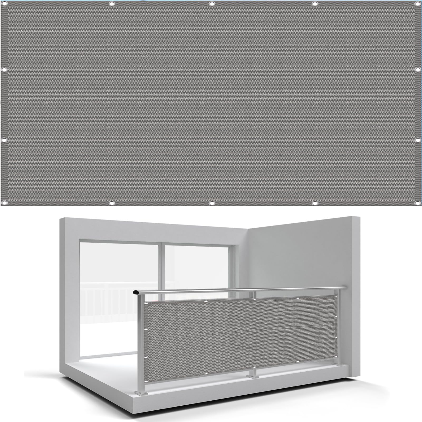 Brise-vue balcon 70x400 cm gris en HDPE 220g/m² avec attaches
