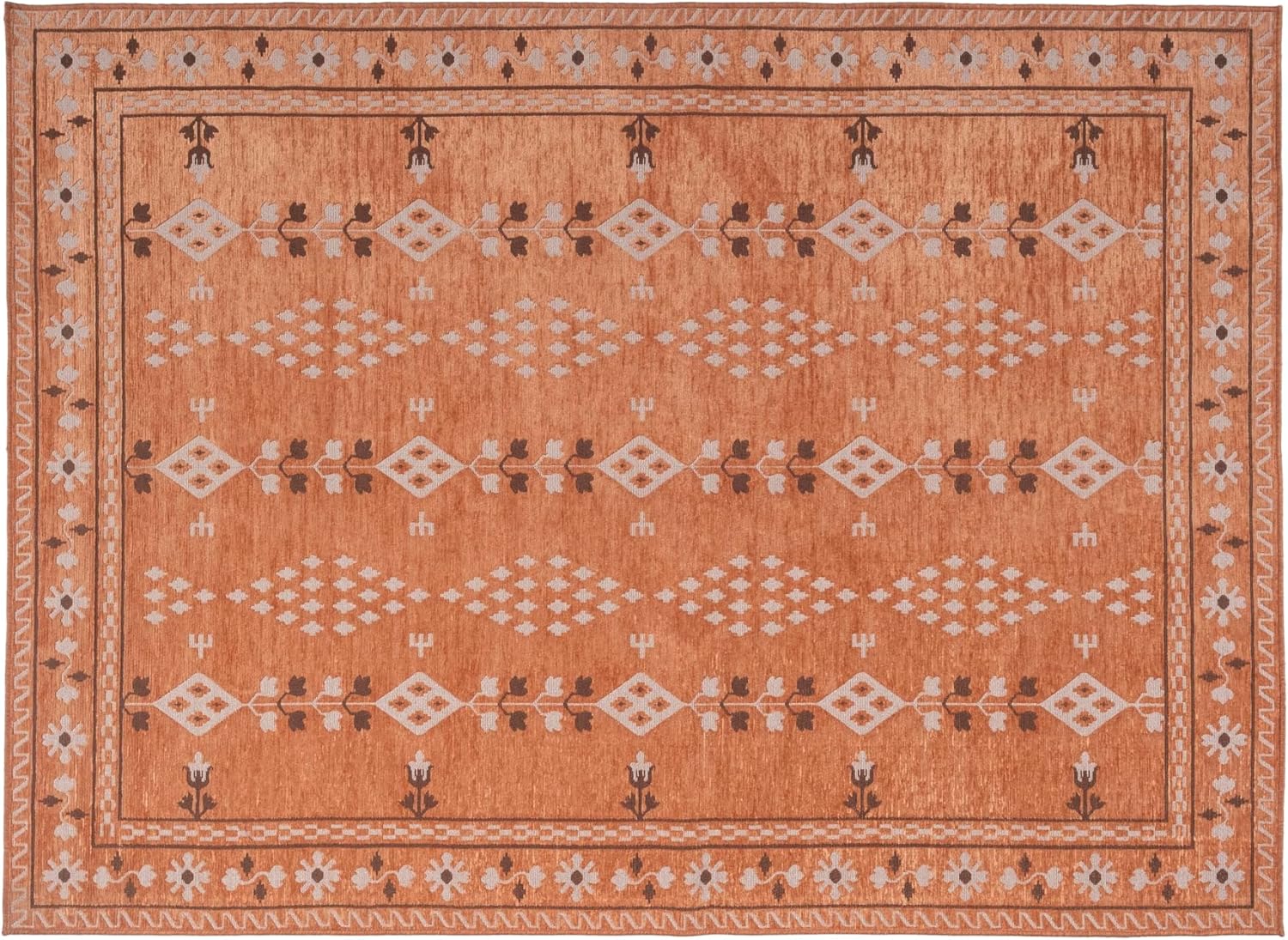 Revival Rugs Garland 7'x9' Washable Area Rug for Kitchen Bedroom - Oeko-TEX Certified, Peach