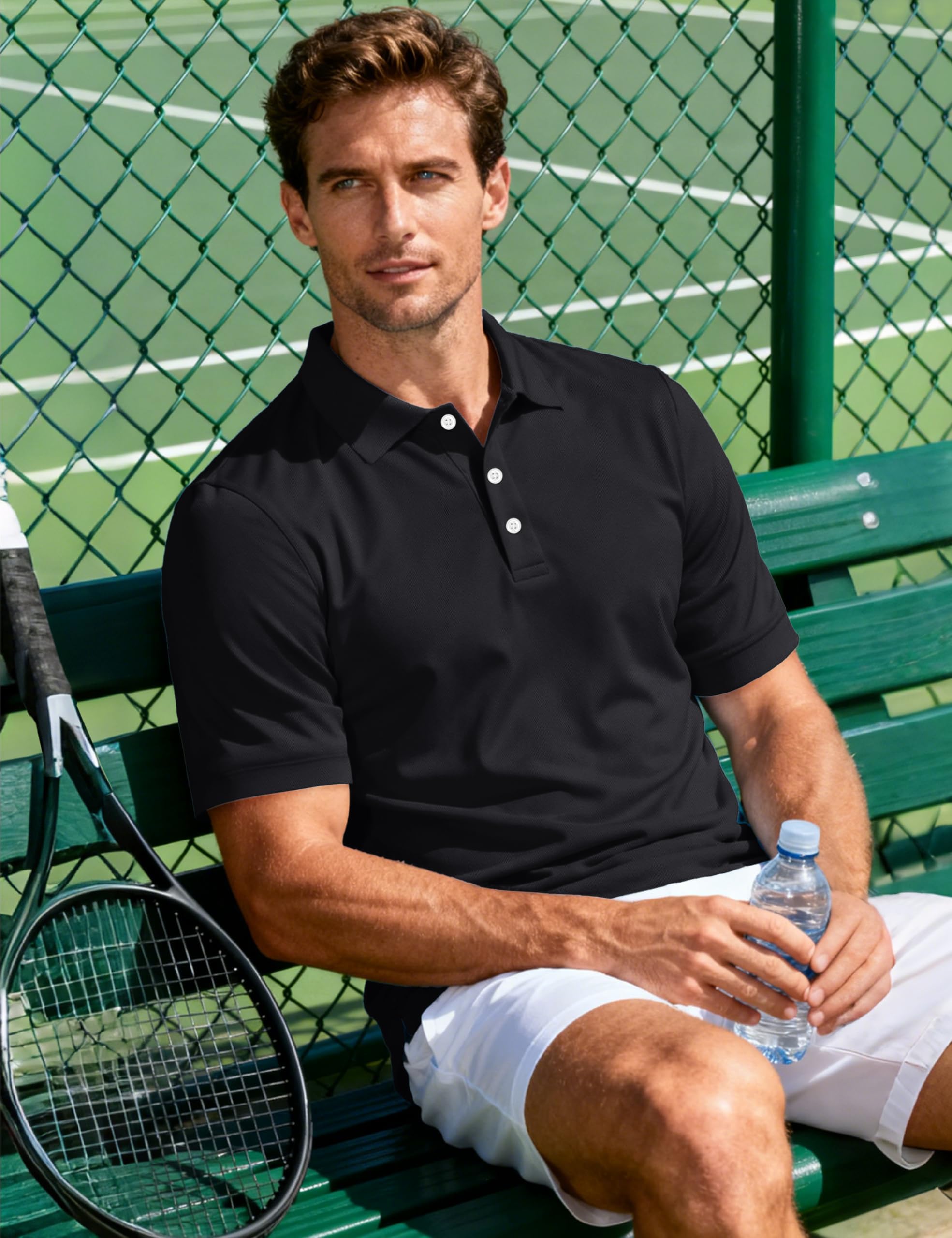 MAGCOMSEN Men's Polo Shirts Quick Dry 3 Buttons Casual Work T Shirts Short Sleeve Golf Shirt Pique Jersey Outdoor Performance - 4
