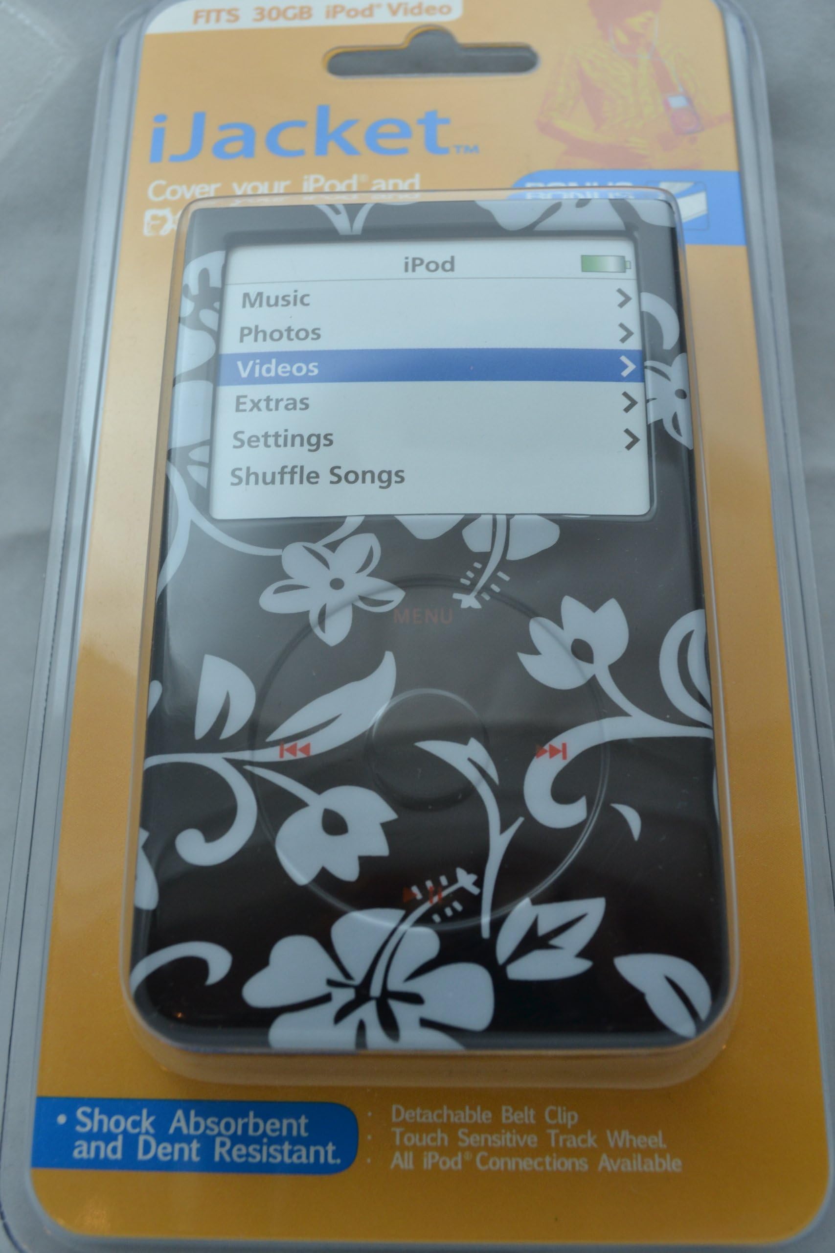 Hibiscus-Apple iPod video 30GB Hard Case iJacket - Shock Absorbent Hard Protective Faceplate Cover + FREE iPod video Screen Protector Shield