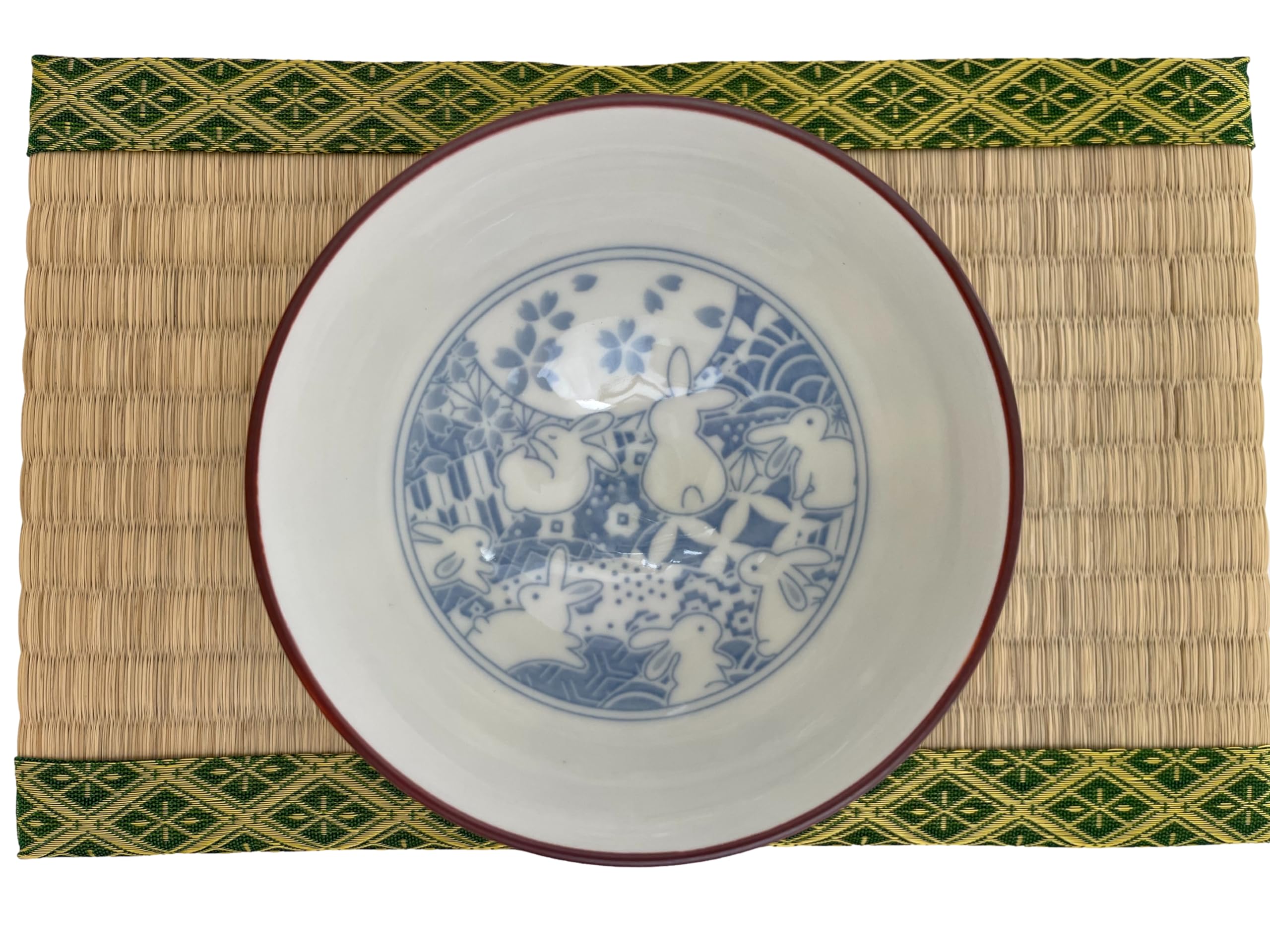 Juego de 2 cuencos de arroz de cerámica japoneses Mino Ware, conejos, luna y flores de cerezo, 4.84 pulgadas de diámetro x 2.6 pulgadas de alto, 13.3 onzas líquidas, juego de 2 de Japón (conejos,
