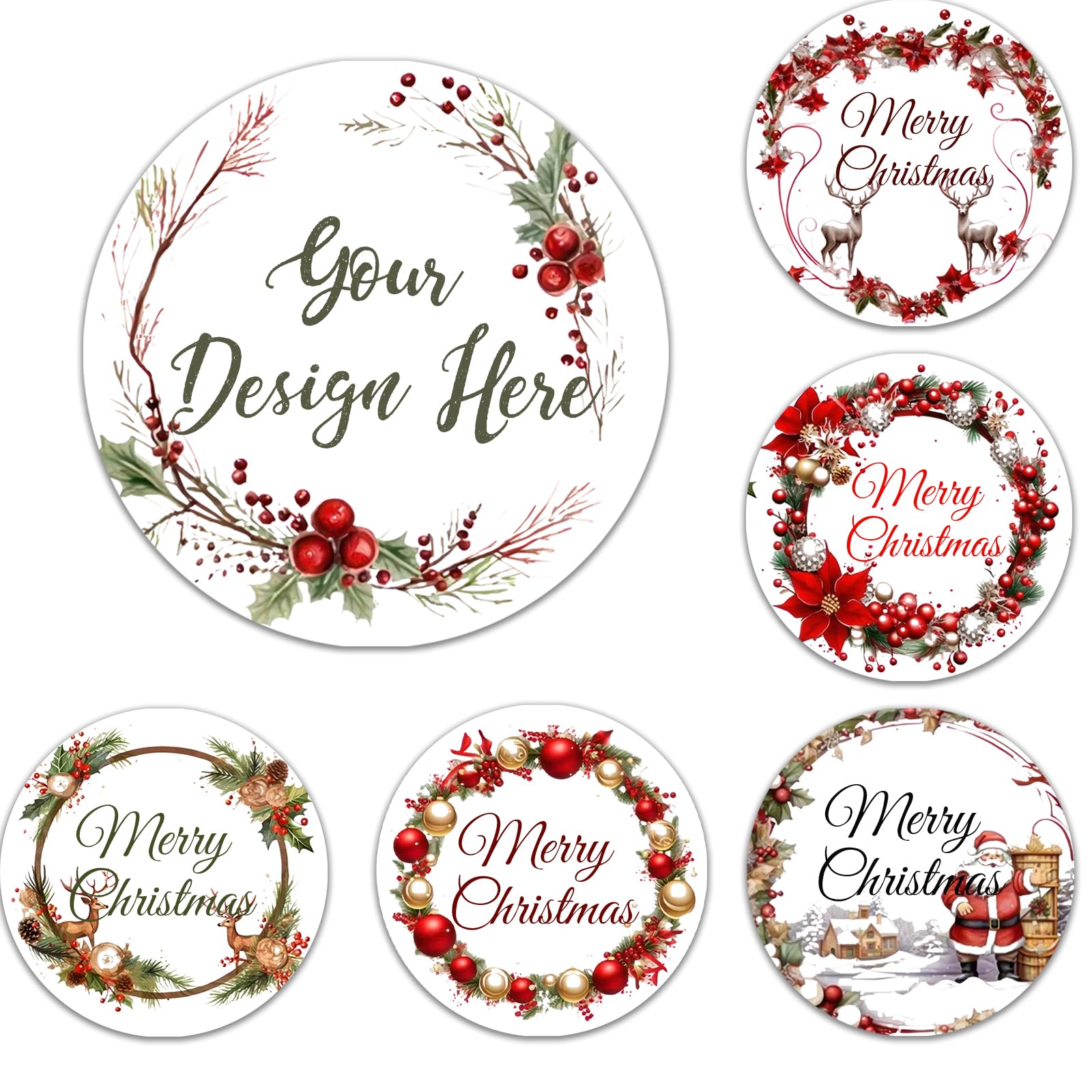 Custom Stickers Labels 30-240 Pack Personalized Christmas Stickers for Candy Candle Favors Greeting Card Party Thank You Stickers