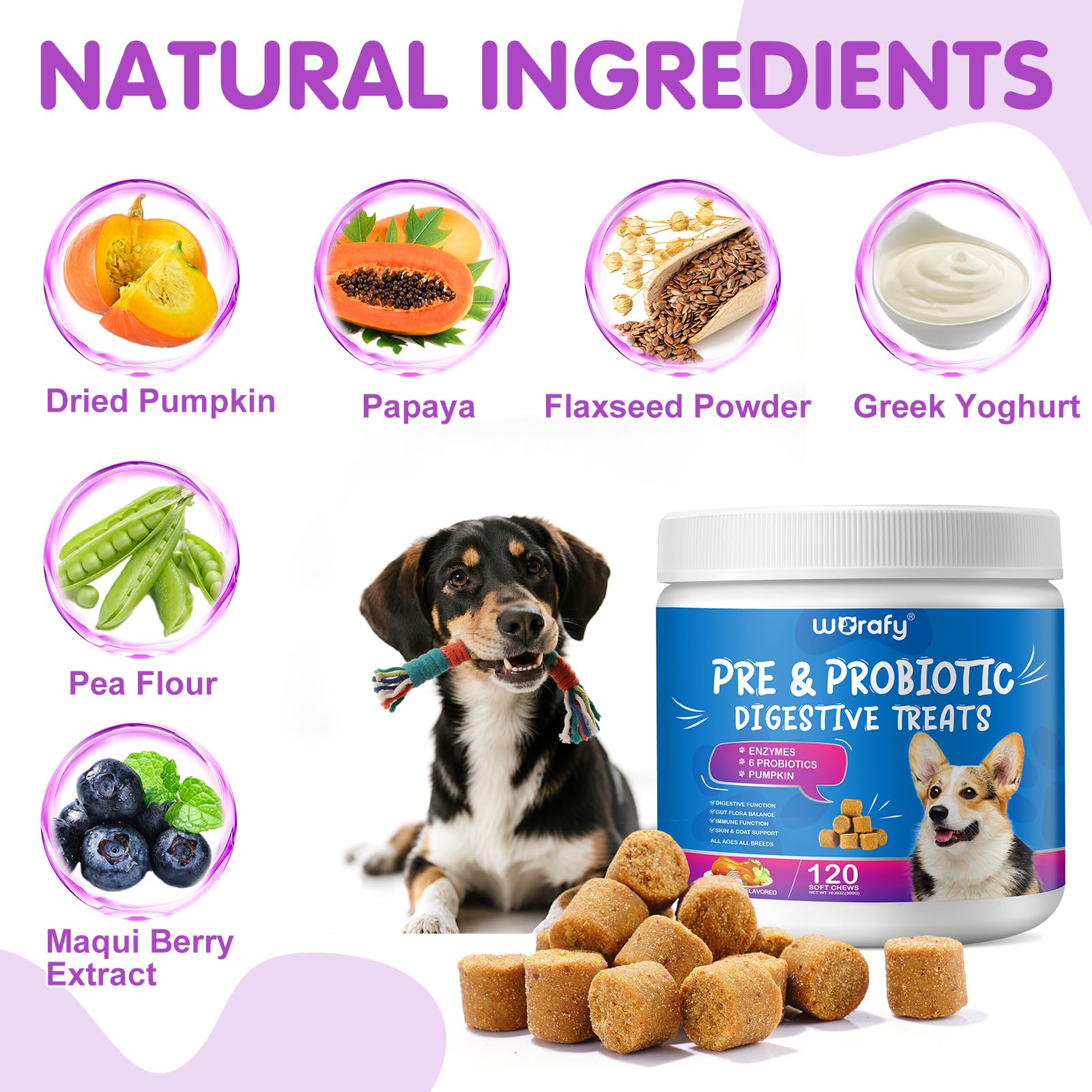 Probiotics Chews for Dogs 120 Chews, Peking Duck Flavor - Image 2