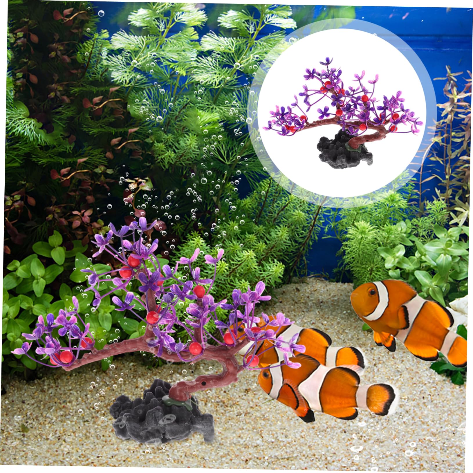 Alipis 4 Piezas Hierba acuática Vegetal simulada Plantas de Acuario Plantas Acuáticas césped Artificial Adorno de Planta de simulación pecera paisajismo decoración el plastico Púrpura