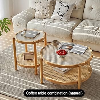 木製円形サイドテーブル 籐収納付き 木製円形サイドテーブル 籐収納付き aaz1044200.jpg