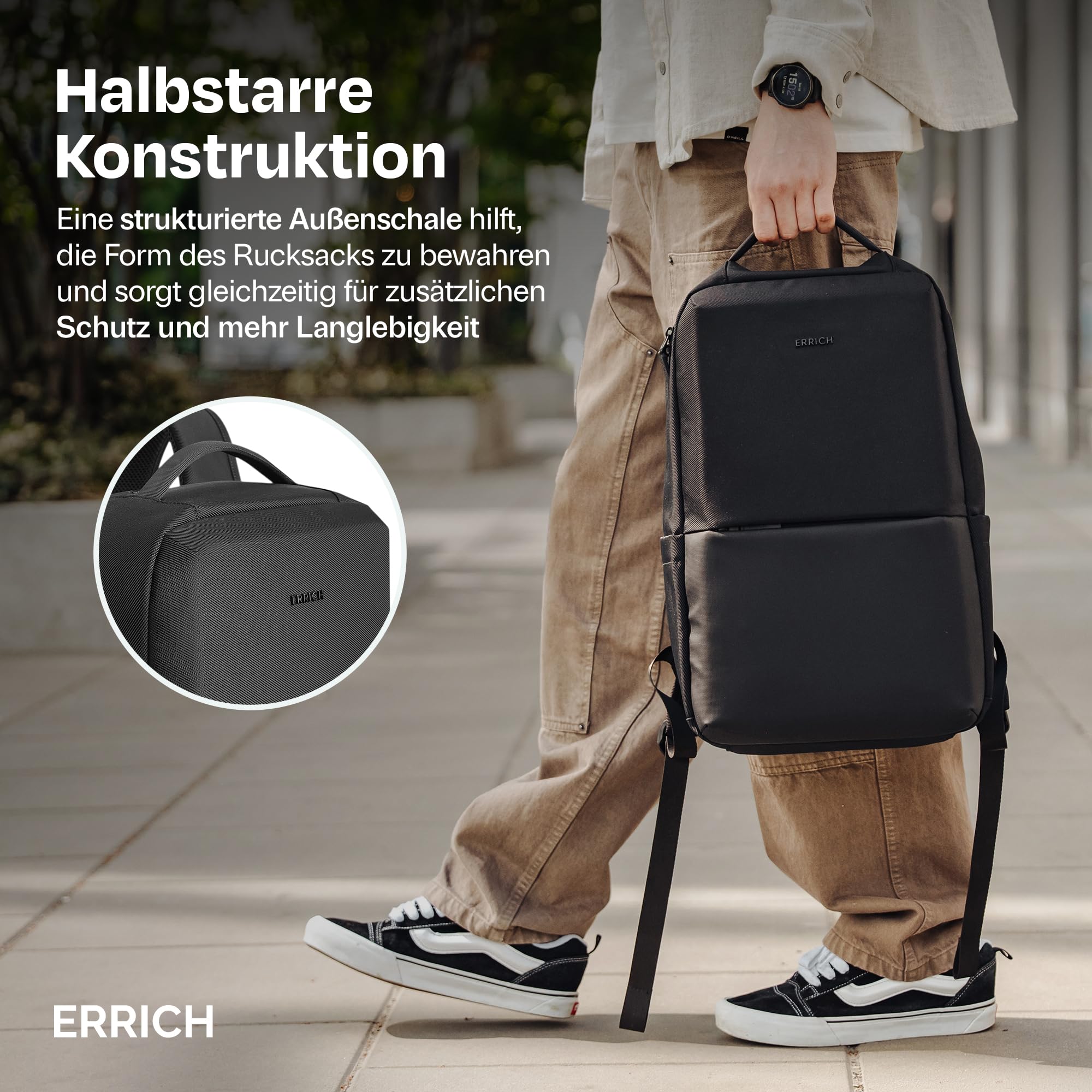 Laptop City Rucksack 16" - Wasserfester Business-Rucksack für Arbeit, Reisen und Alltag, Uni, Schwarz, 20 Liter, Für Männer und Frauen