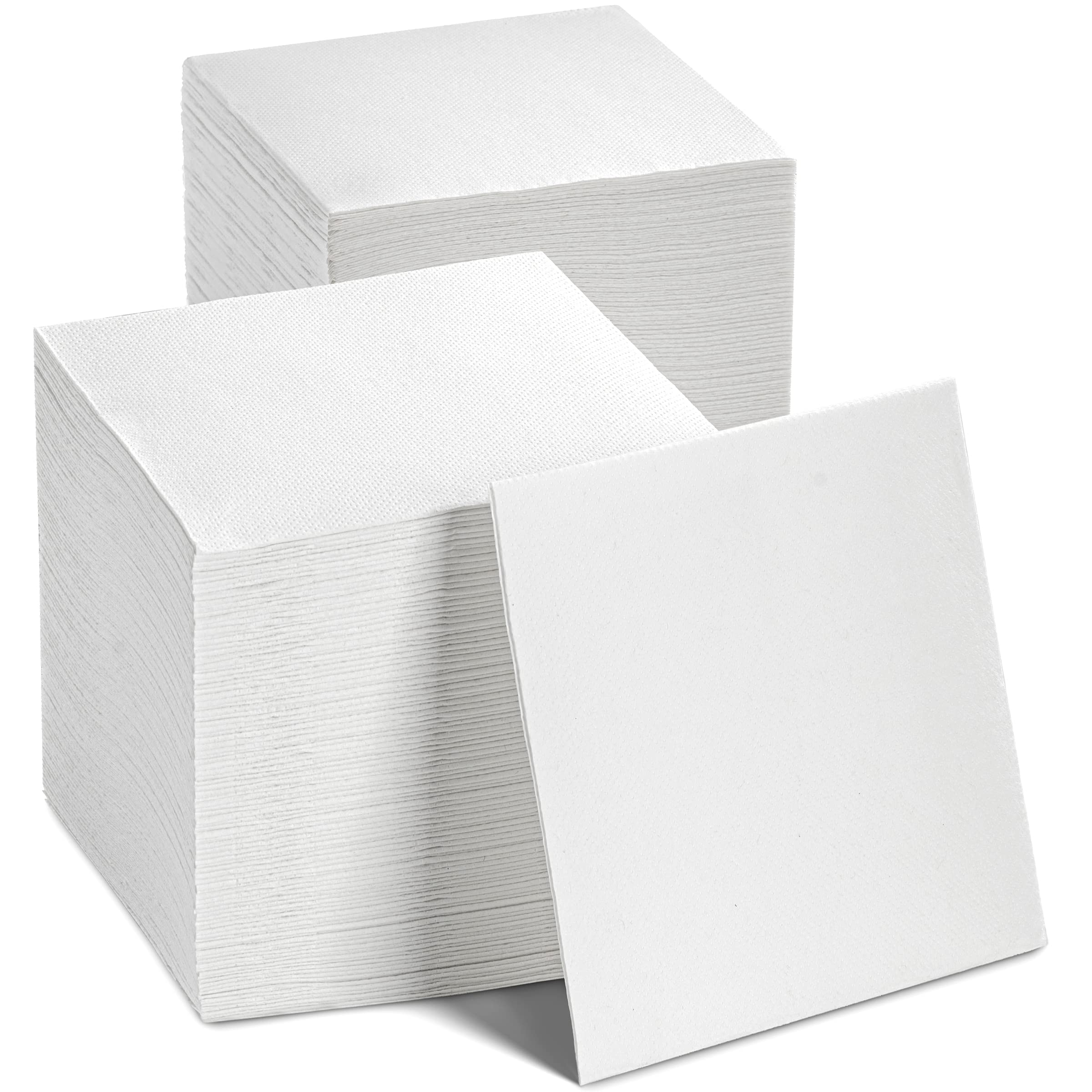 Disposable Cocktail Napkins White Paper, [200 Pack] 10" x 10" 2-Ply Quilted White Beverage Napkins For Bar, Cafe, Weddings, Party Or Kitchen