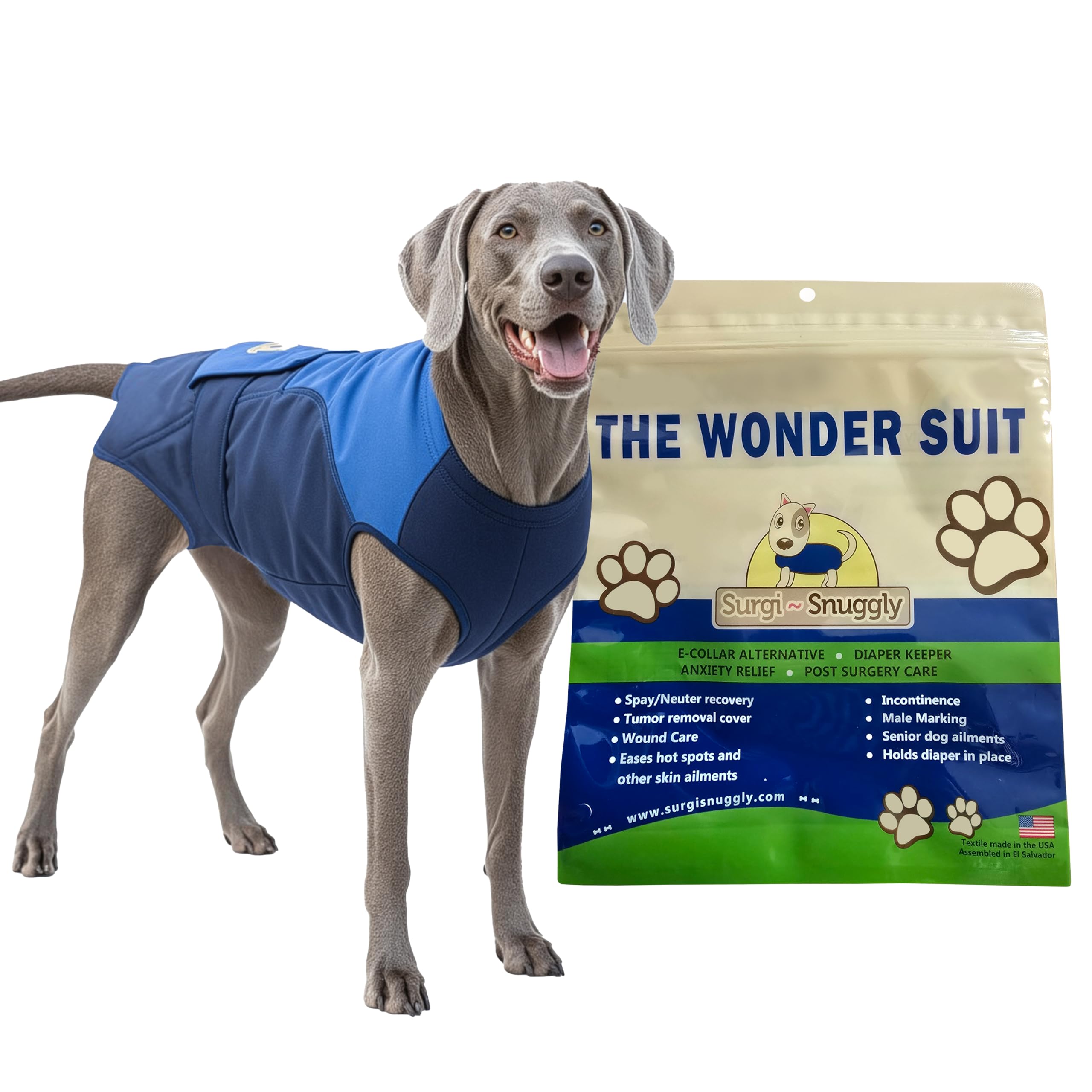 SurgiSnuggly Veterinary Invented Dog Surgical Recovery Suit for Female or Male Dogs,Spay, Neuter Onesie, The Original Surgical Recovery Bodysuit for After Surgery Small, Medium, Large Dogs LL BB EC