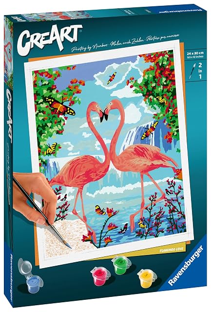 Foto 2 de 5 de Ravensburger - CreArt: Flamencos Enamorados, Pintar por Numeros Adultos y Niños, Cuadros para Pintar…