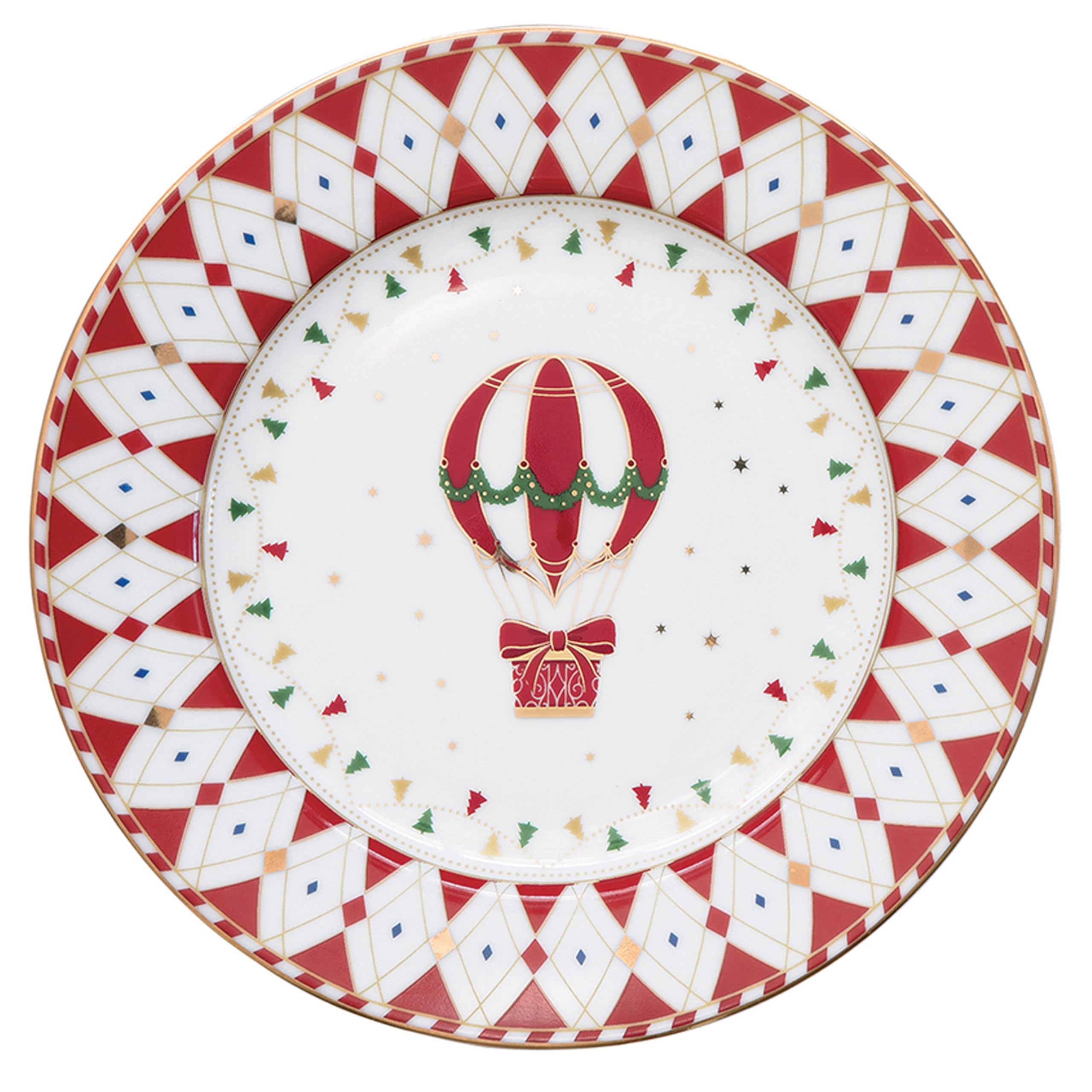 MamboCat 4er Set Christmas Wonderland Kuchenteller mit Geschenkkarton I Ø 19,2cm I Porzellan-Frühstücksteller mit verschiedenen Weihnachts-Dekoren für 4 Personen I Service für Salat, Dessert & Co