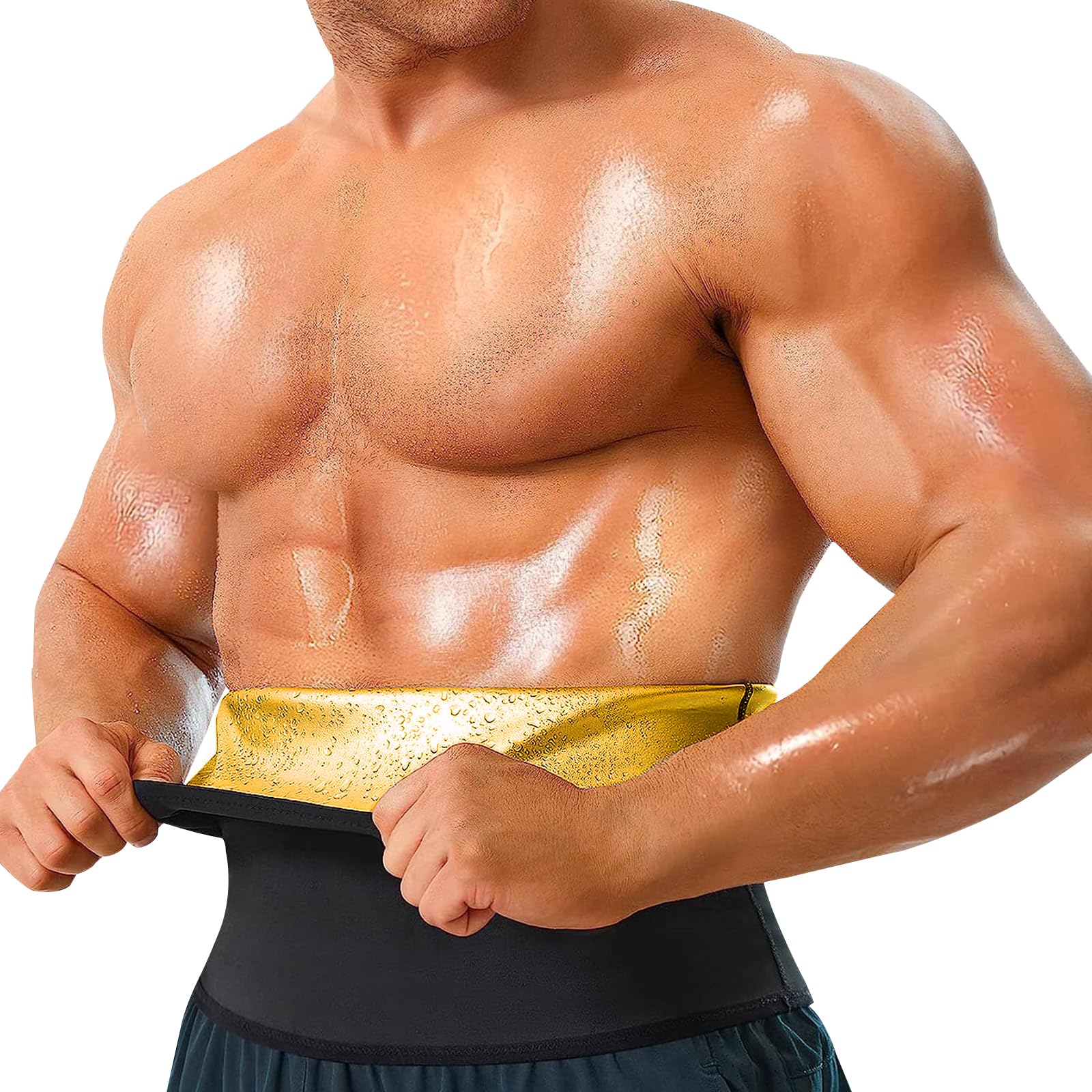GENEMEN Mens Corset Waist Trainer Sana Compression Shaper Vest Slimmer Sweat Shapewear for Men Tummy Control (Gold, XL)