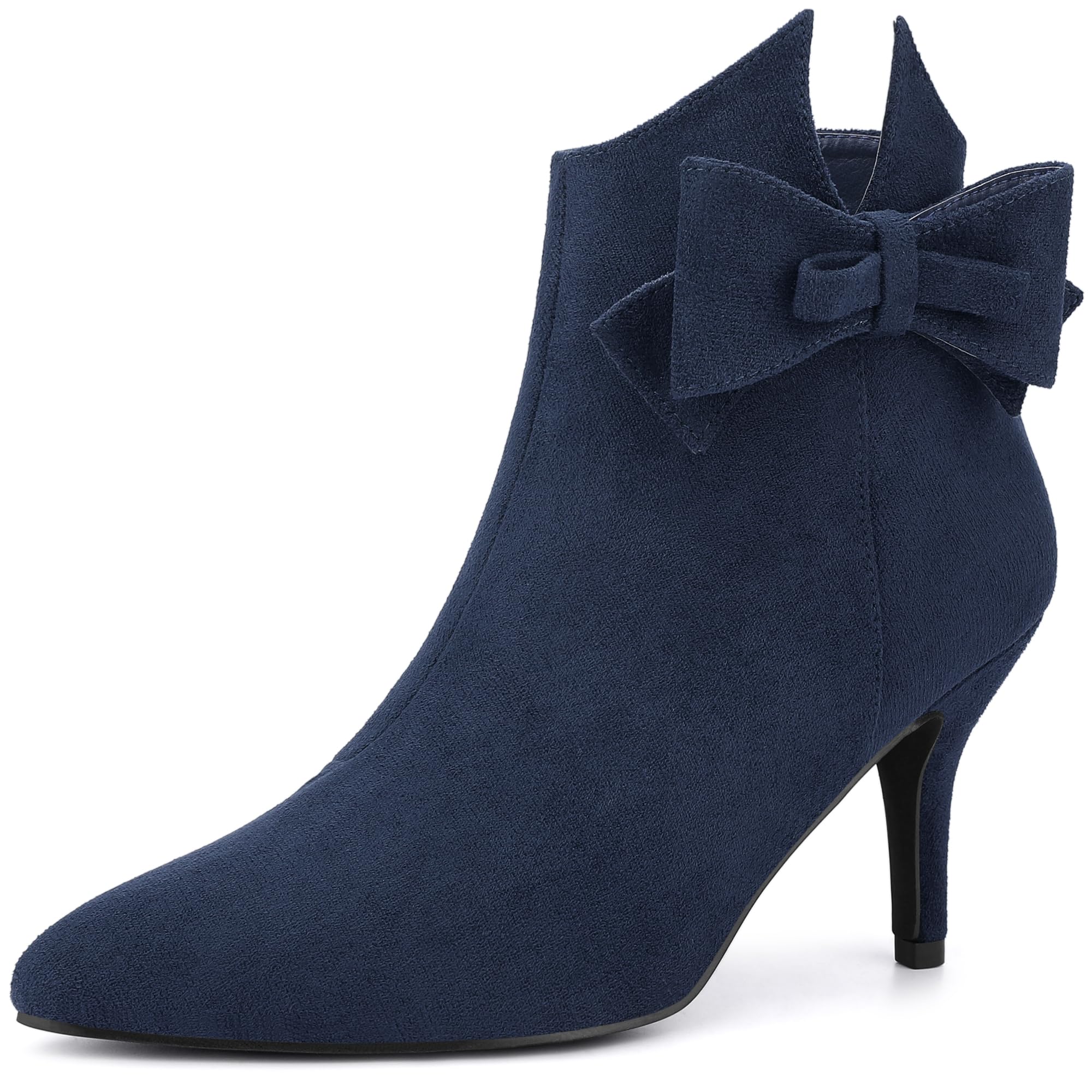 Allegra K Womens Point Toe Bow Stiletto Heel Ankle Boots