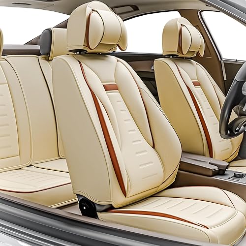 5 fundas de asiento delantero y trasero de automóvil con alas de ángel, accesorios interiores de automóviles con piel de napa impermeable para