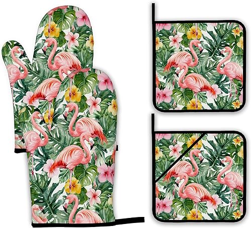 Miniatura 12 de Juego de guantes retro para horno y soportes para ollas, guantes de horno de cocina de cereza y soporte para ollas con resistente al calor, Cereza