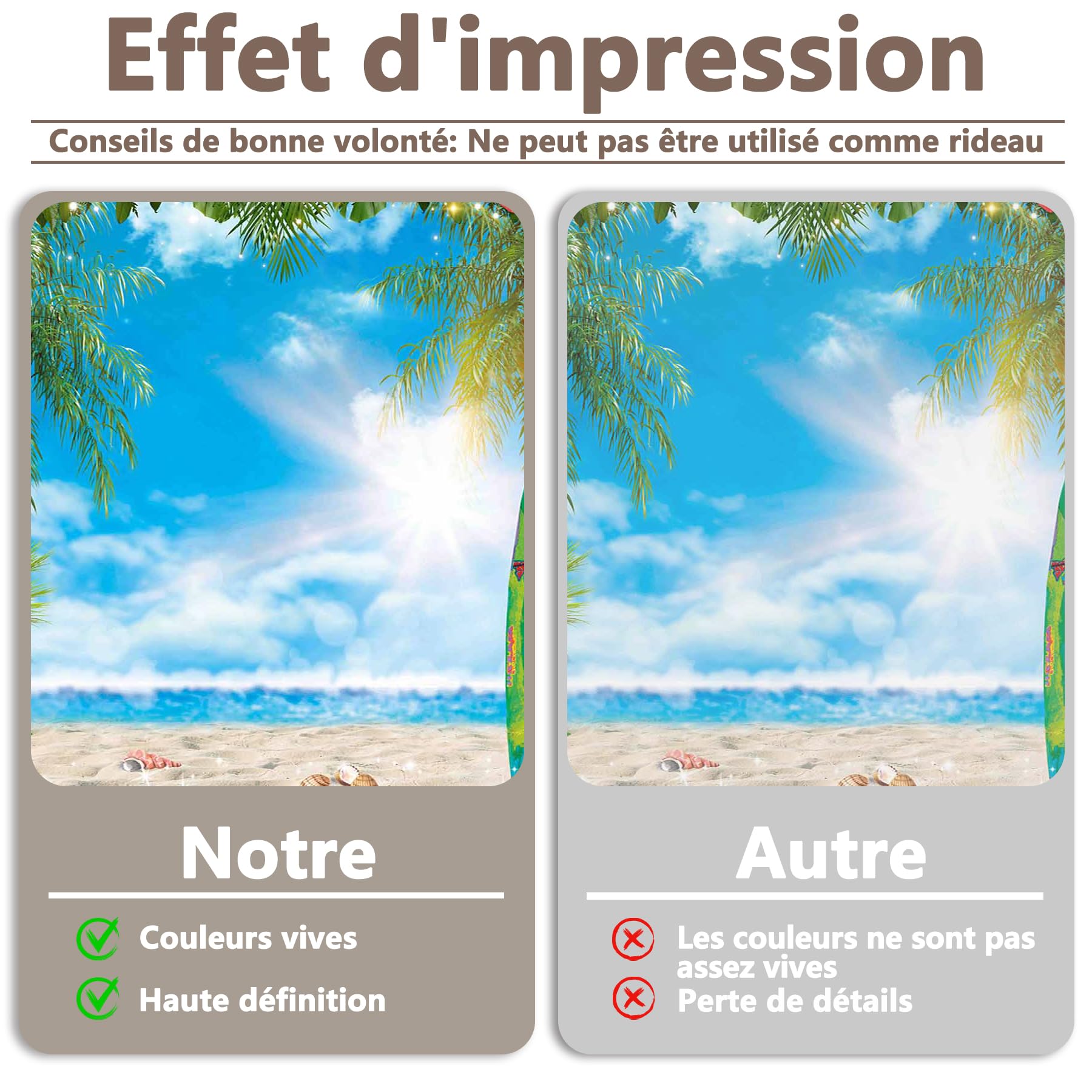 Luminora 2,4 x 1,8 m Été Hawaï Soleil Plage Toile de Fond Fleurs Tropicales Feuilles de Palmier Planche de Surf Fond Aloha Ciel Bleu Mer Décorations de Fête Bannière Photo Booth
