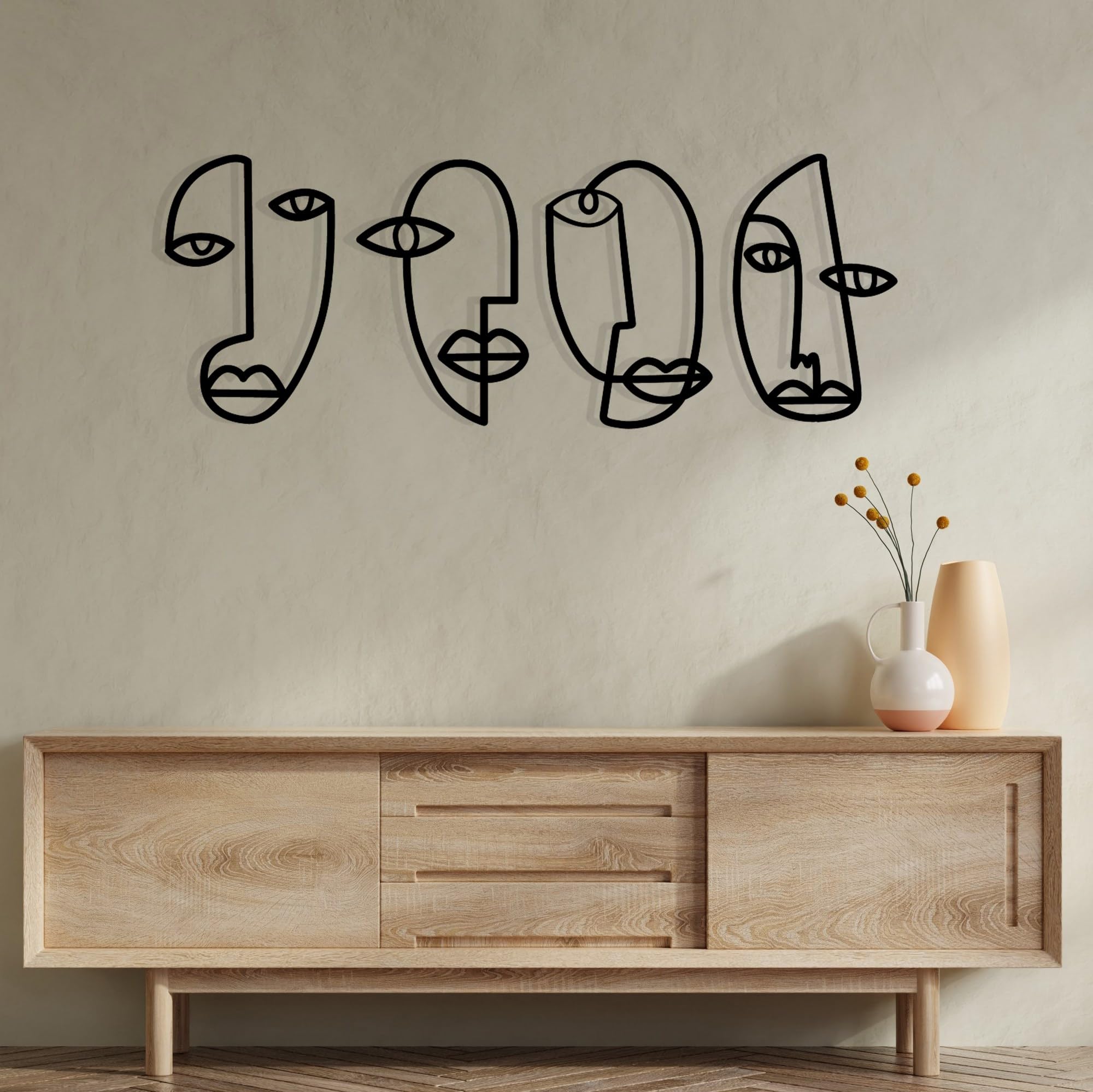 Stylish Black Decorative Metal Wall Accessory, 133 x 46 cm, 100% Metal, 1.2 mm Thickness, Perfect for Modern Home Decor & Office Spaces