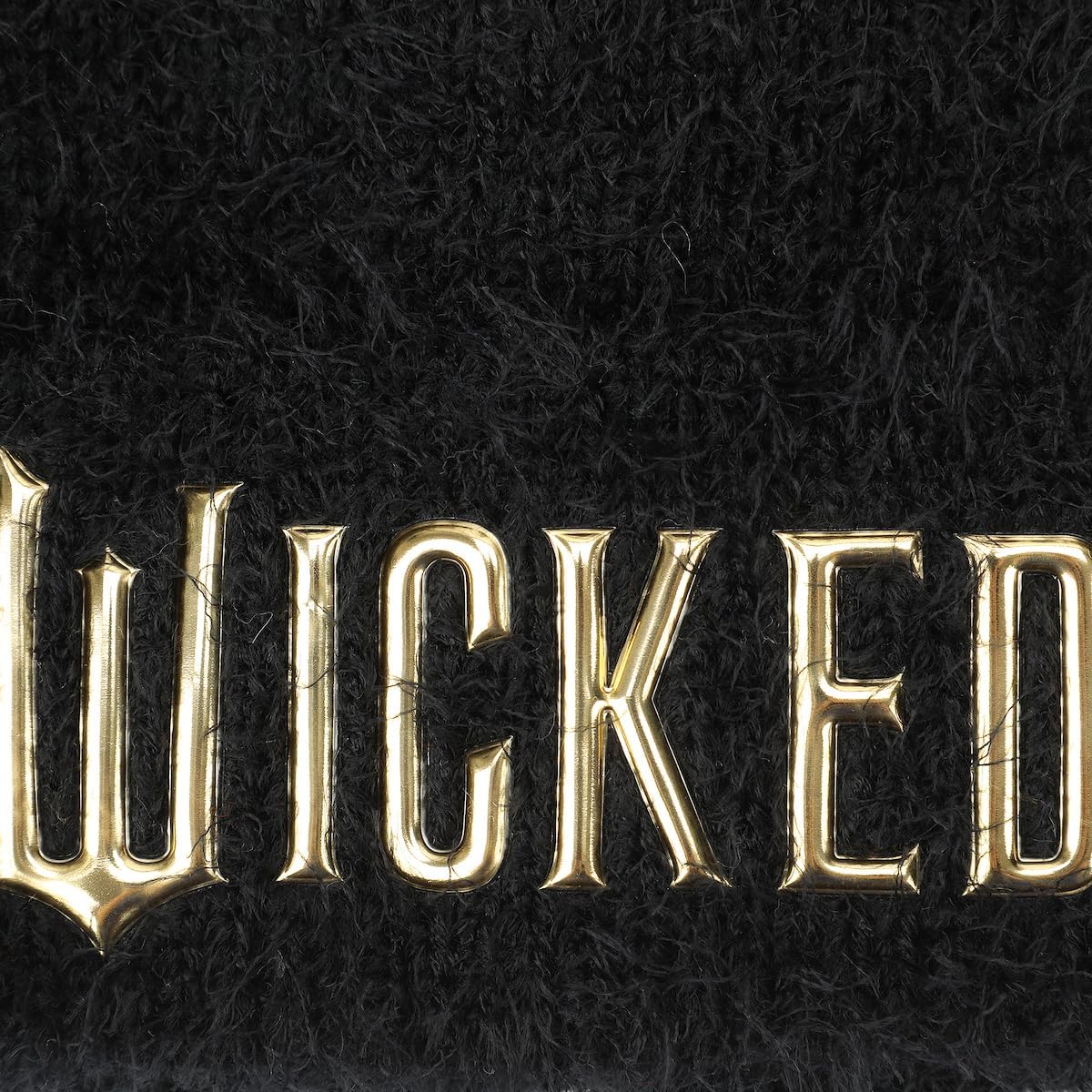 Bioworld Wicked Logo Black Fuzzy Yarn Cuff Beanie - Image 2