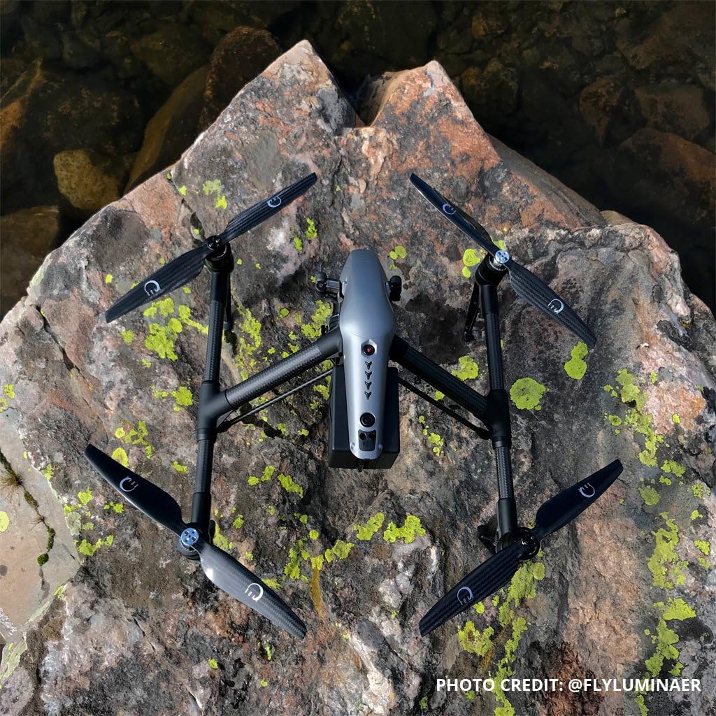 XOAR DJI Inspire 2 Carbon Fiber Propellers 1550 CW CCW (2 Pairs) + Aluminum Self-Tightening Adapters. 15 Inch 2 Blade Premium CF Props Upgrade for Inspire 2 (1550)