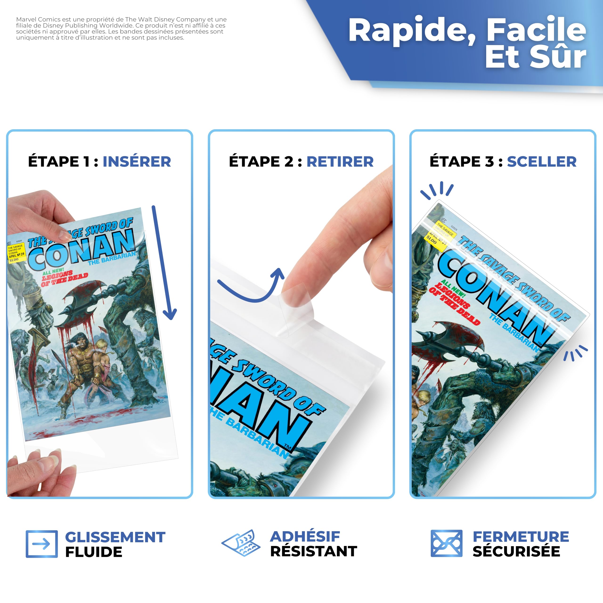 Pochettes Comics Magazine Size (Lot de 100) – Comic Bags avec Fermeture Adhésive, Sans Acide, Ajustement Précis pour BD Grand Format, Haute Transparence