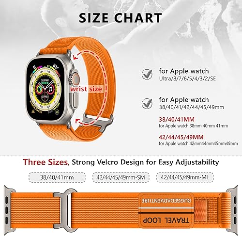 Miniatura 7 de ALMNVO - Correa unisex Trail Loop de nailon resistente para Apple Watch Ultra2 de 1.92, 1.77, 1.73, 1.65, 1.61, 1.57, 1.49 pulgadas, para Apple