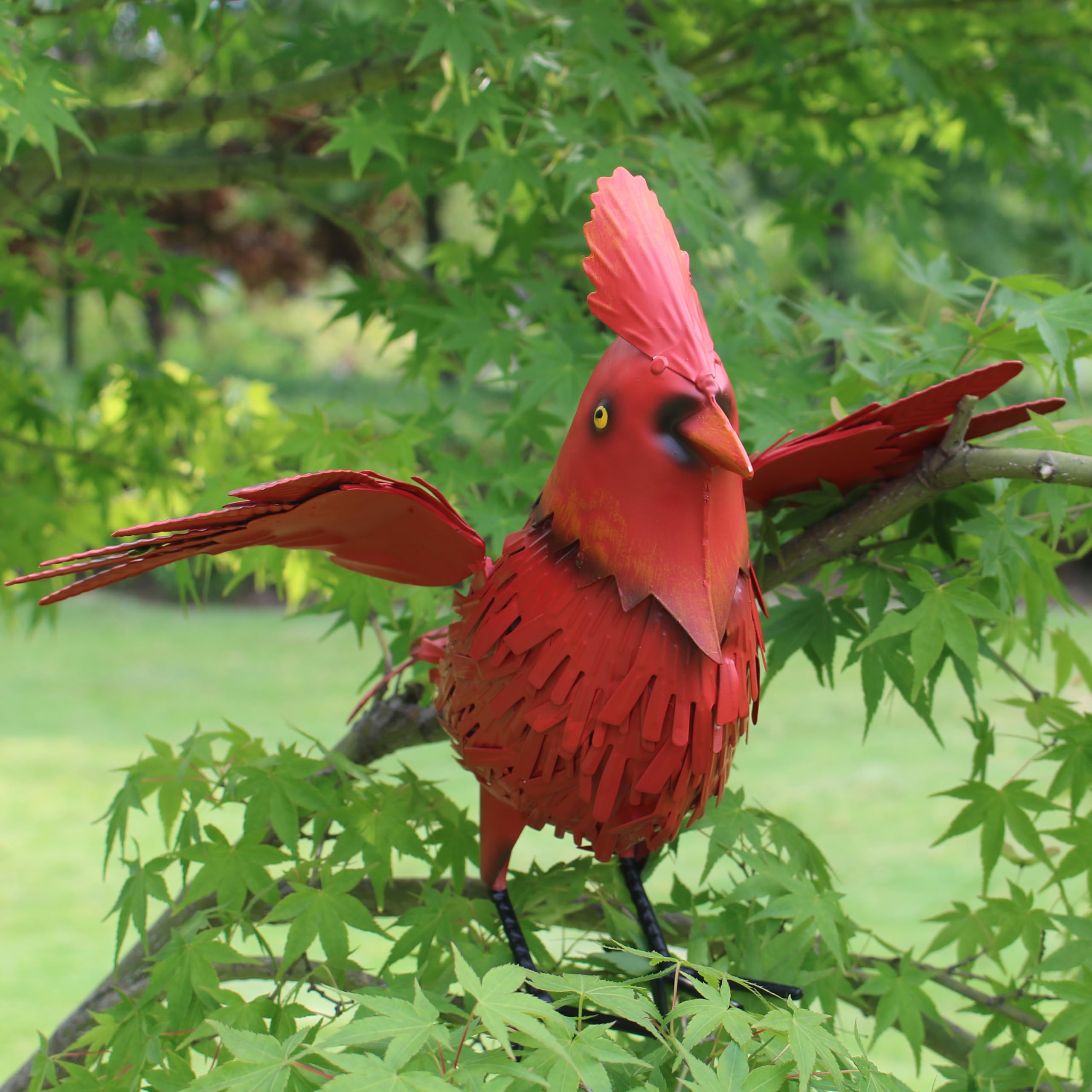 Leinuosen Rostige Kardinalvogel-Silhouetten – 5-teiliges Set Aus Metall, Garten-Deko Für Zaun & Beete, Ca. 10–15 Cm
