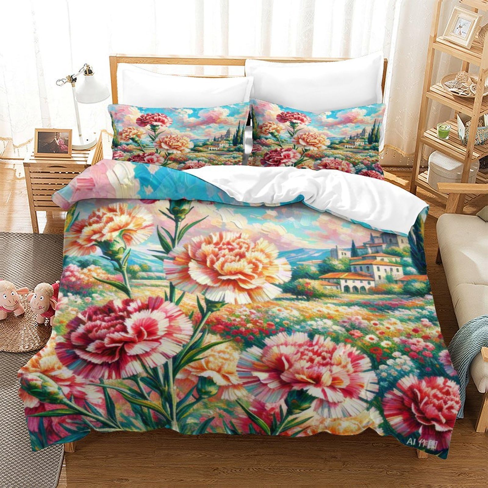 Housse de couette oeillet 3D microfibre parure lit Super King 260x220 cm