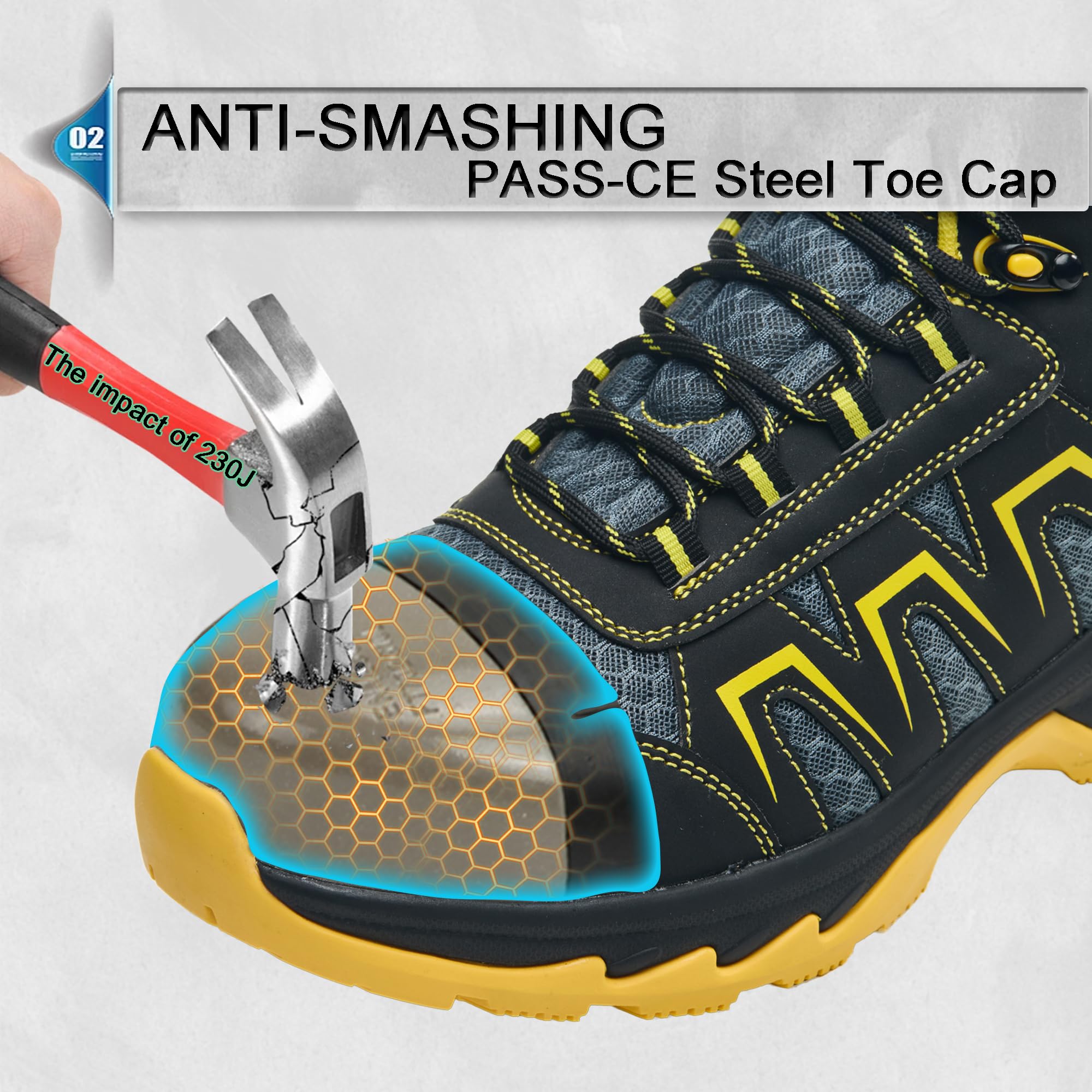 ZZR ESD Zapatos de Seguridad para Hombre S1P Zapatos de Trabajo Hombre Mujer Botas de Seguridad para Hombre SR Antideslizantes Zapatillas Hombre