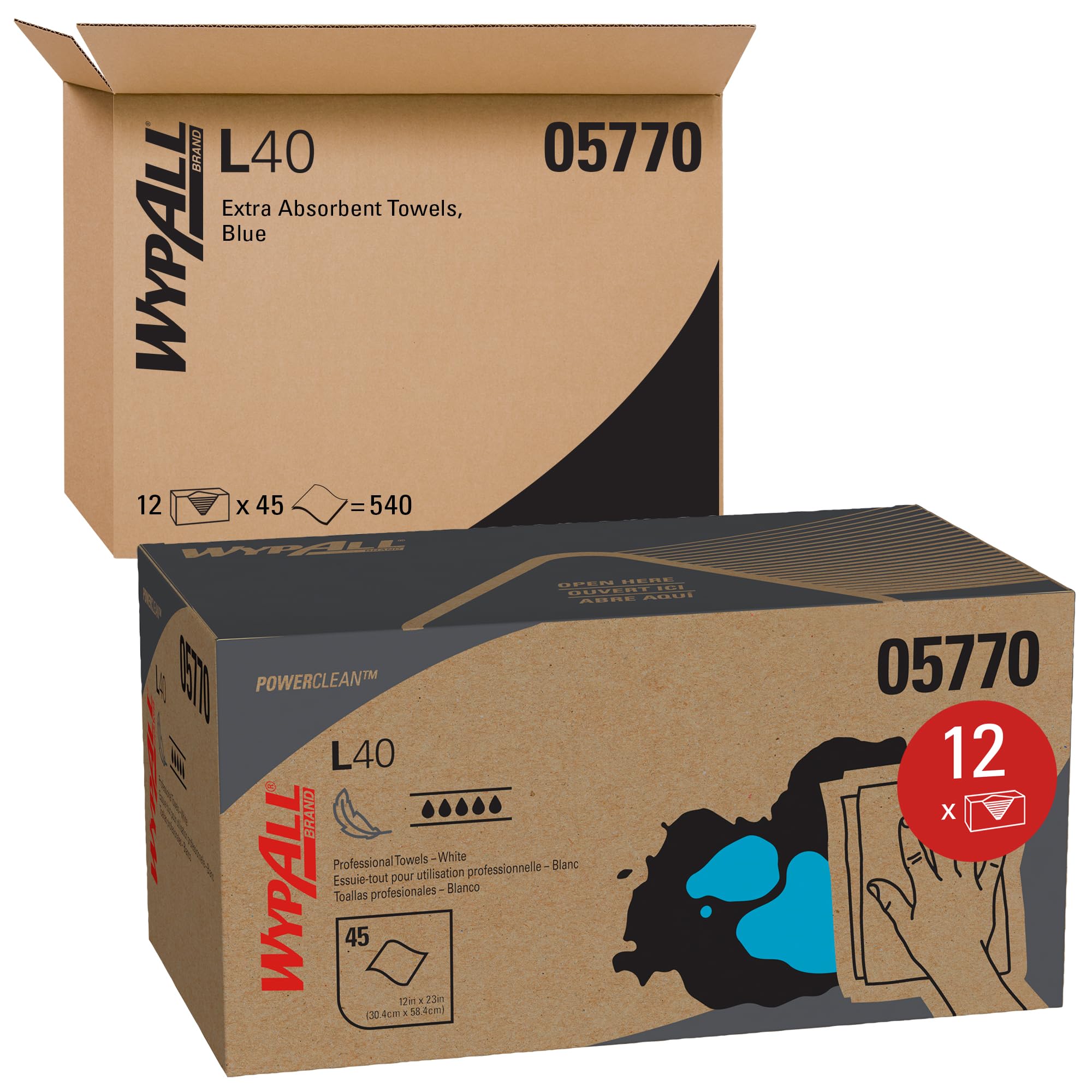 Amazon.com: WypAll PowerClean L40 Extra Absorbent Towels, 12 Packs