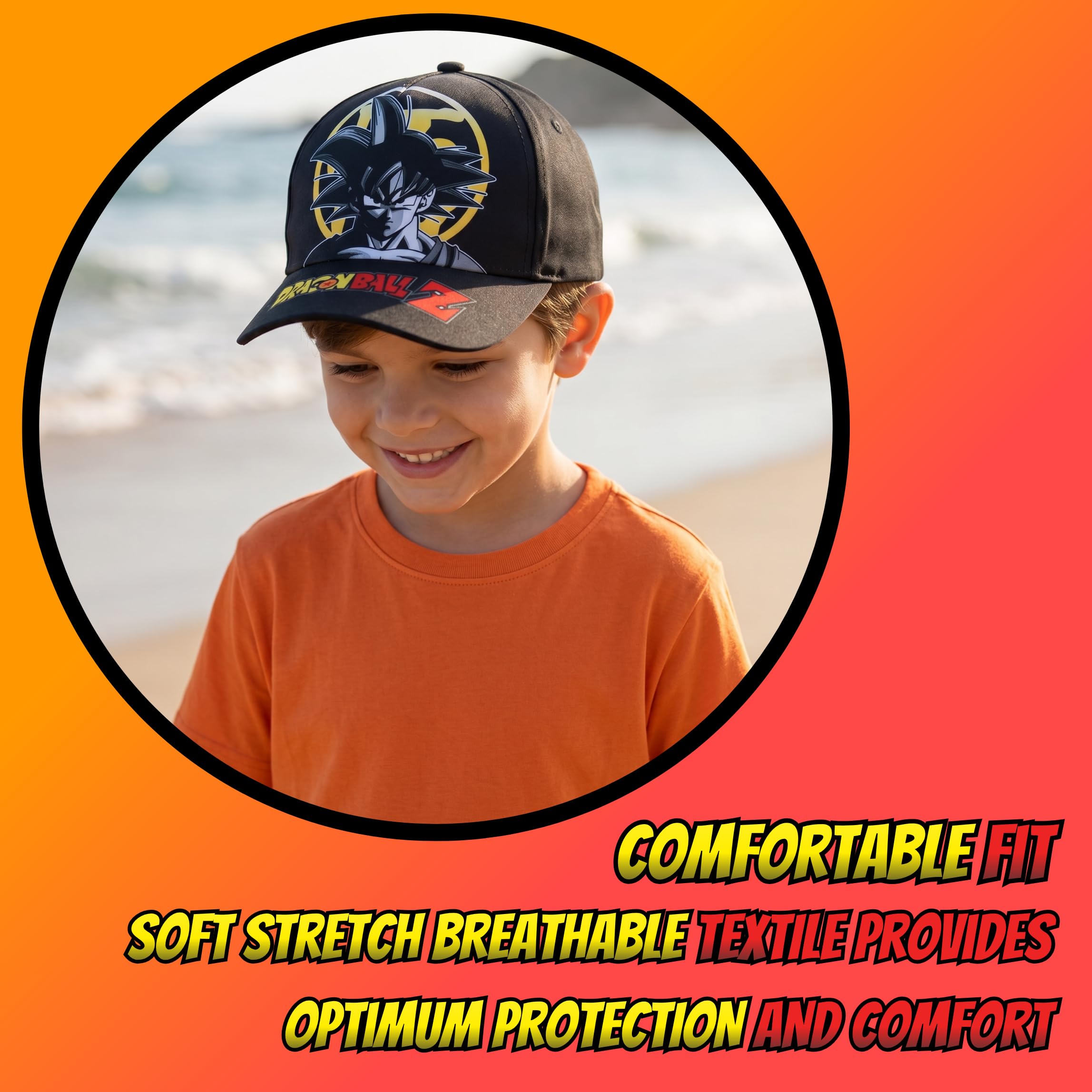 Dragon Ball Z Gorro para Niños, Diseño Goku Gorra de Beisbol, Gorra de Verano Infantil, Regalo para Niños | Negro