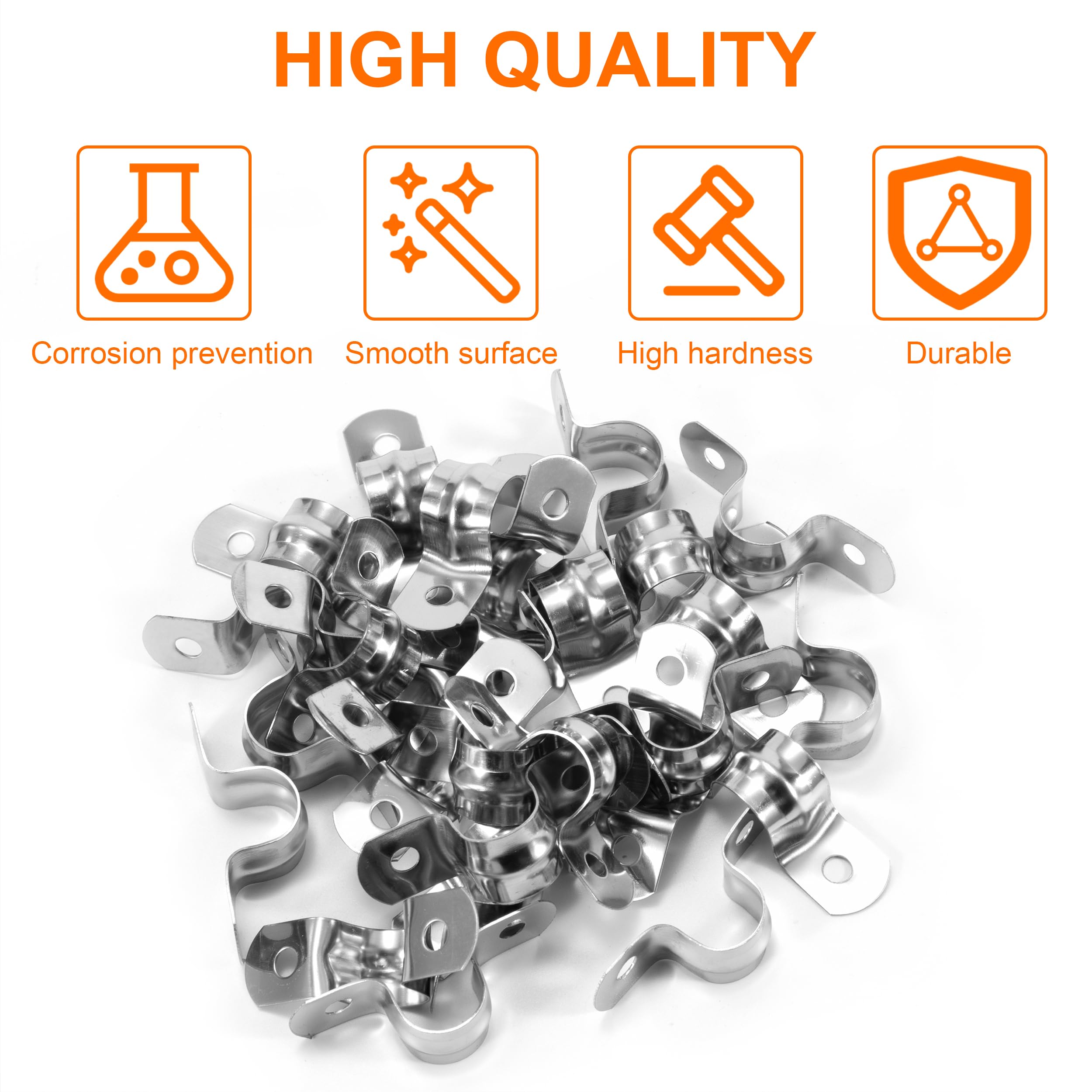 QIMEI-SHOP Abrazaderas Metalicas para Tubos 10mm Abrazadera Tubo en U de Acero Inoxidable 304 para Tubos de Agua Manguera Sujetador 30 Piezas